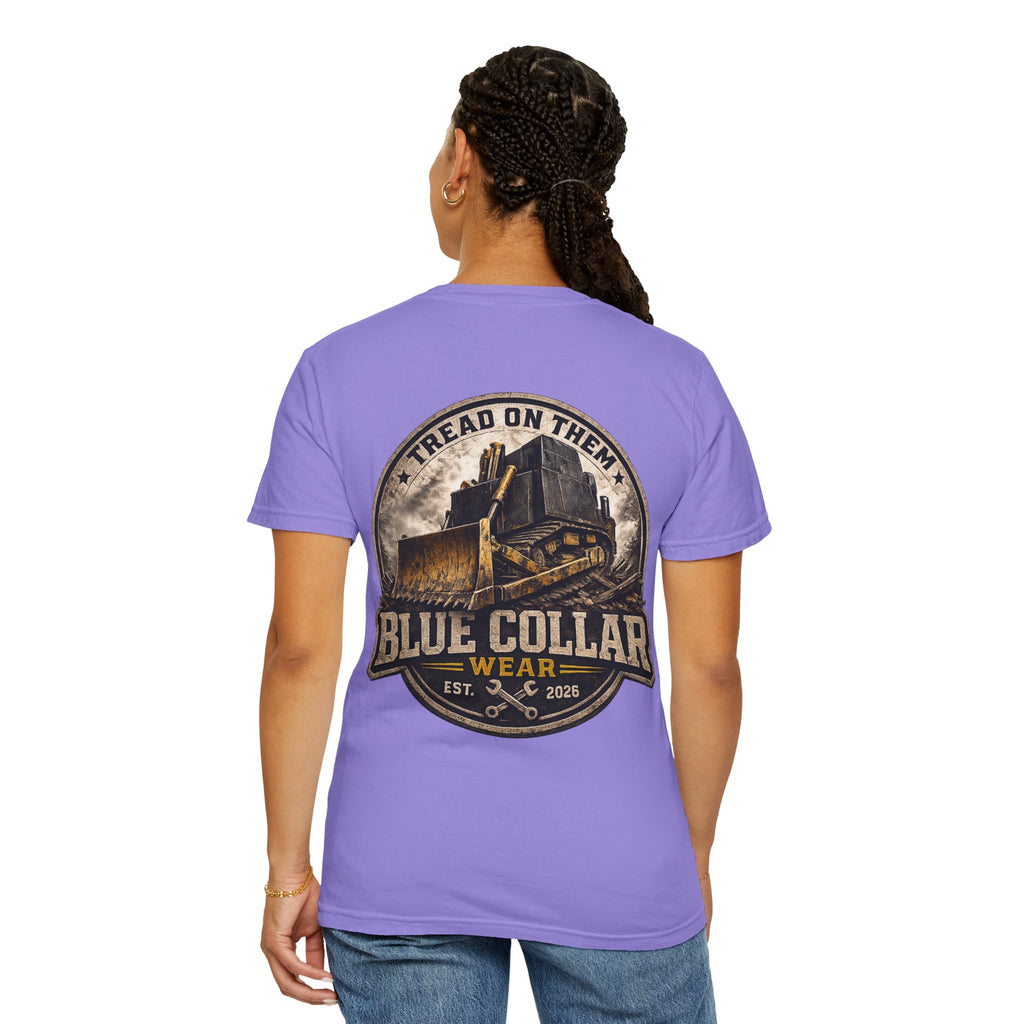 Blue Collar T-Shirt — "Tread On Them" Bulldozer Workwear Tee