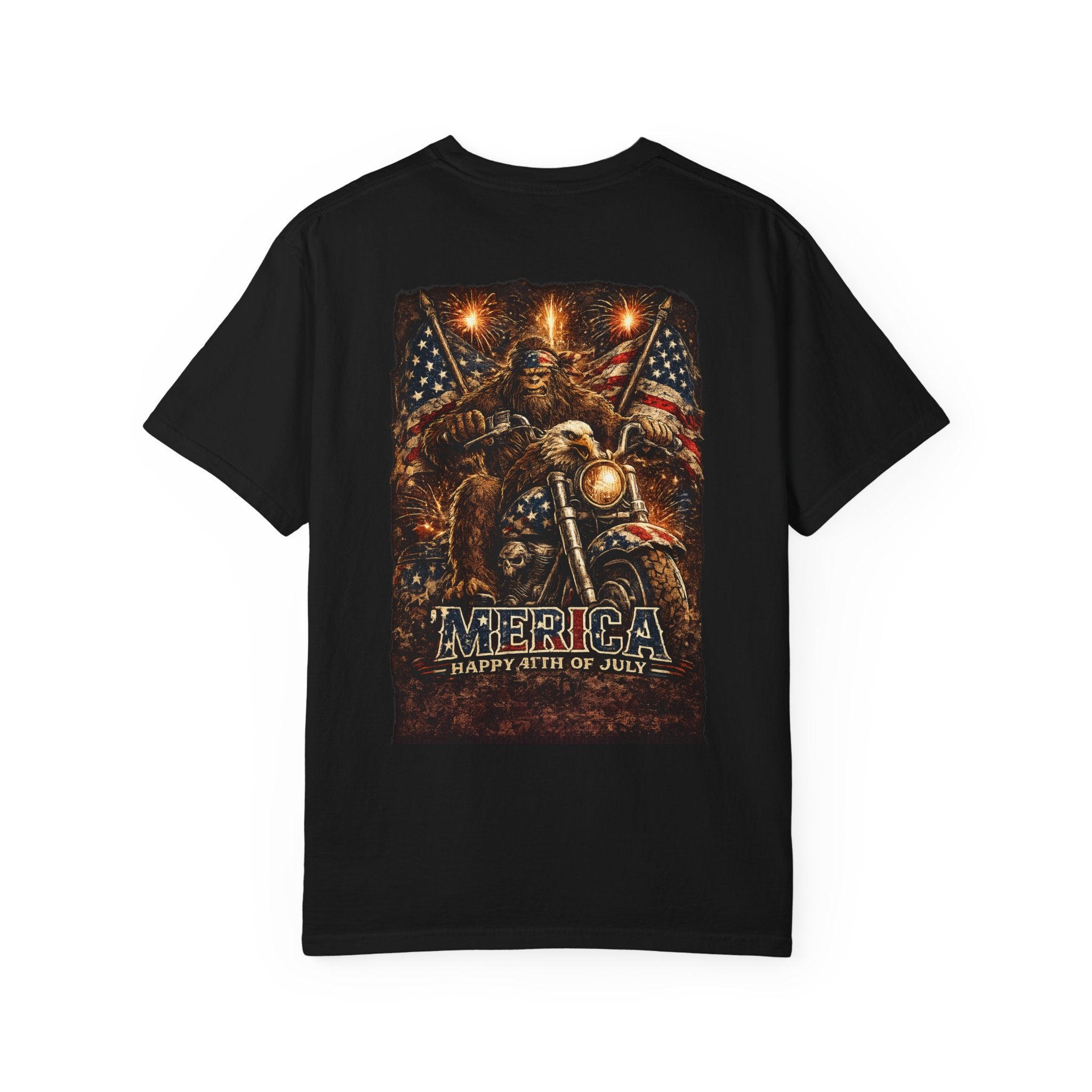 'Merica Motorcycle Eagle T-Shirt — Blue Collar 4th of July Graphic Tee