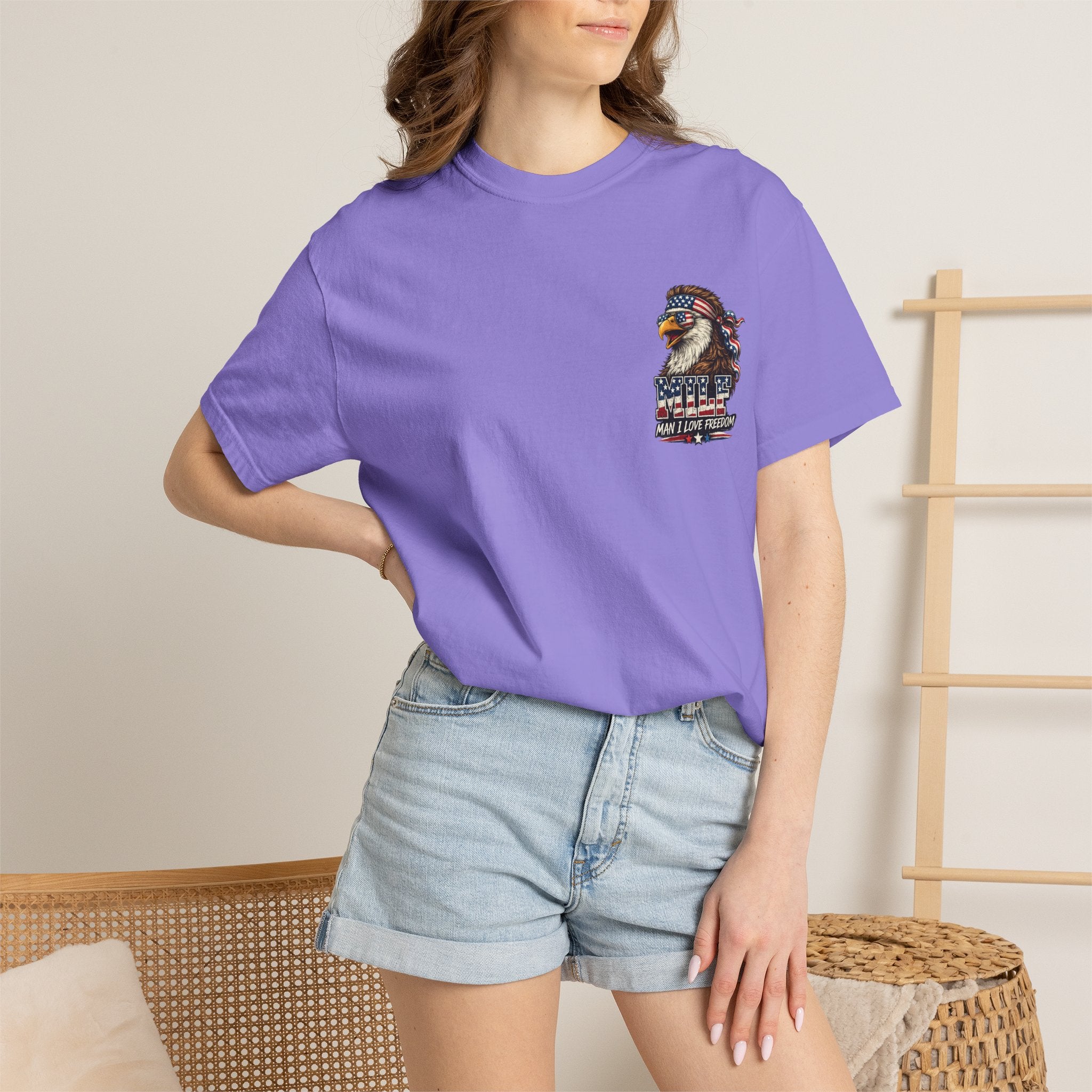 T-Shirt — 'MILF Man I Love Freedom' Patriotic Eagle Graphic