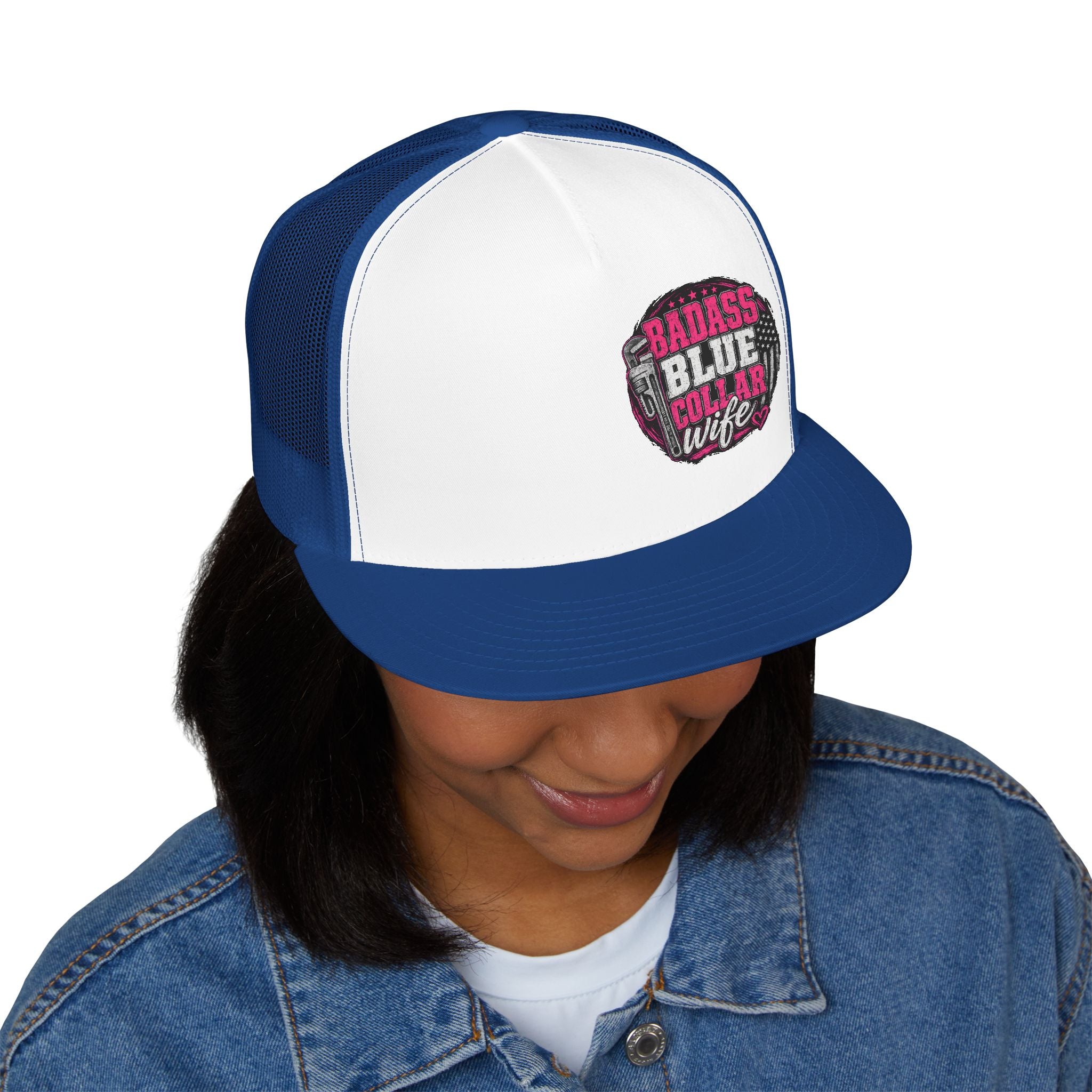 Badass Blue Collar Wife Trucker Cap