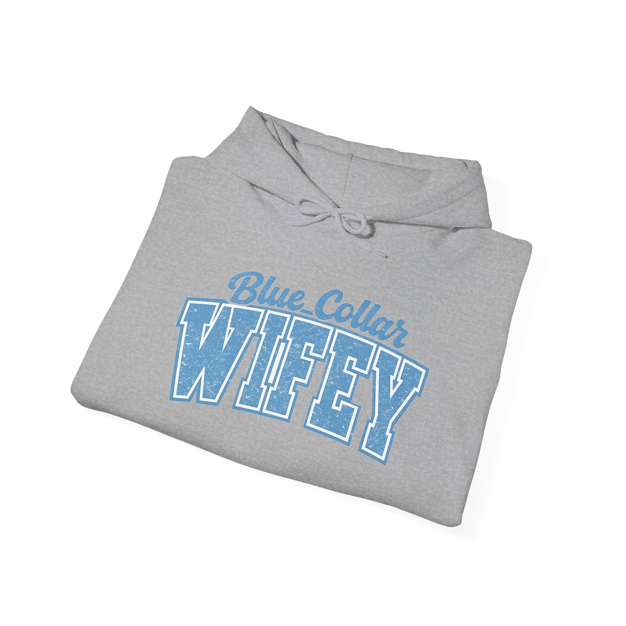 Blue Collar Wifey Hoodie – Retro Varsity Wife Sweatshirt
