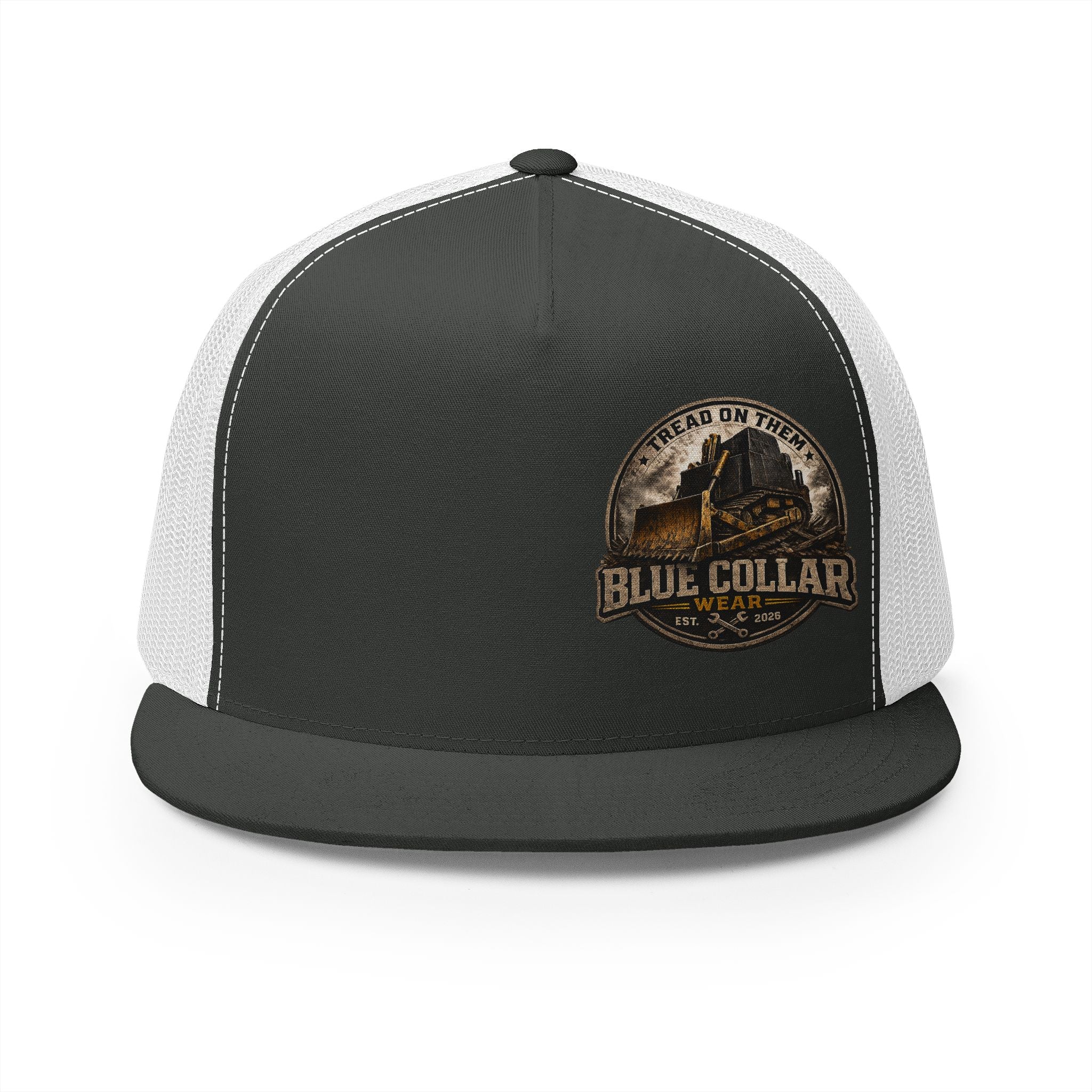 Blue Collar Workwear Trucker Cap — Lead On Team Vintage Construction Logo