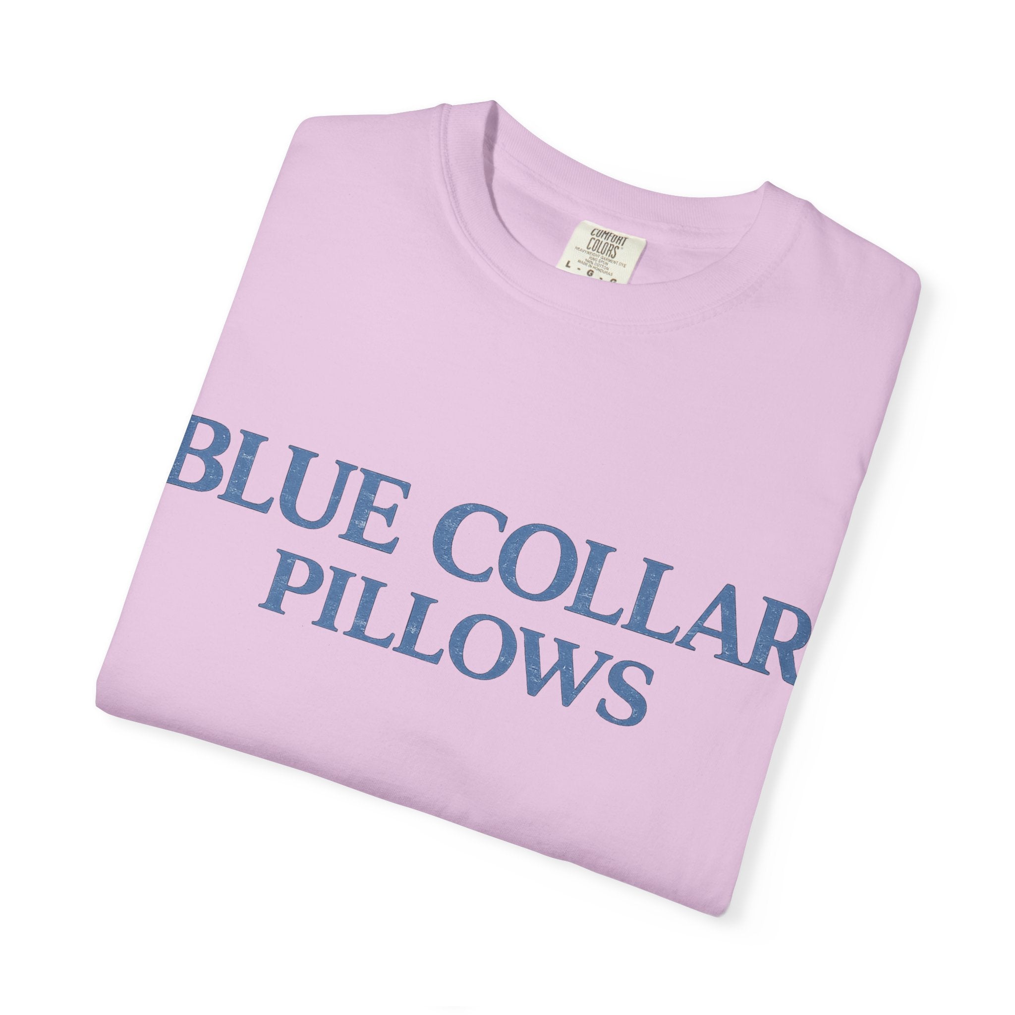 Blue Collar Pillows T-Shirt — Vintage Serif Logo Tee