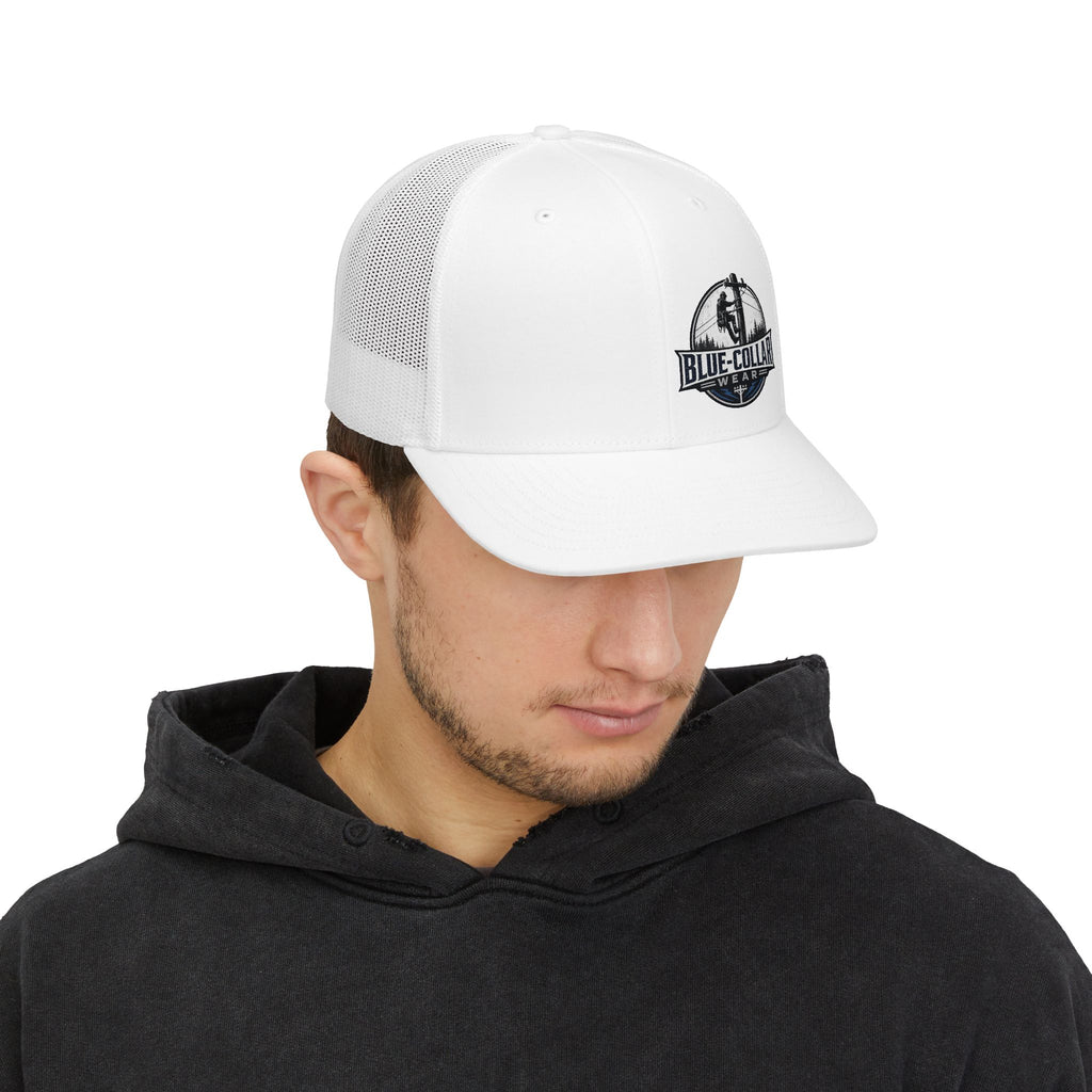 Blue-Collar Trucker Cap – Embroidered Workwear Snapback