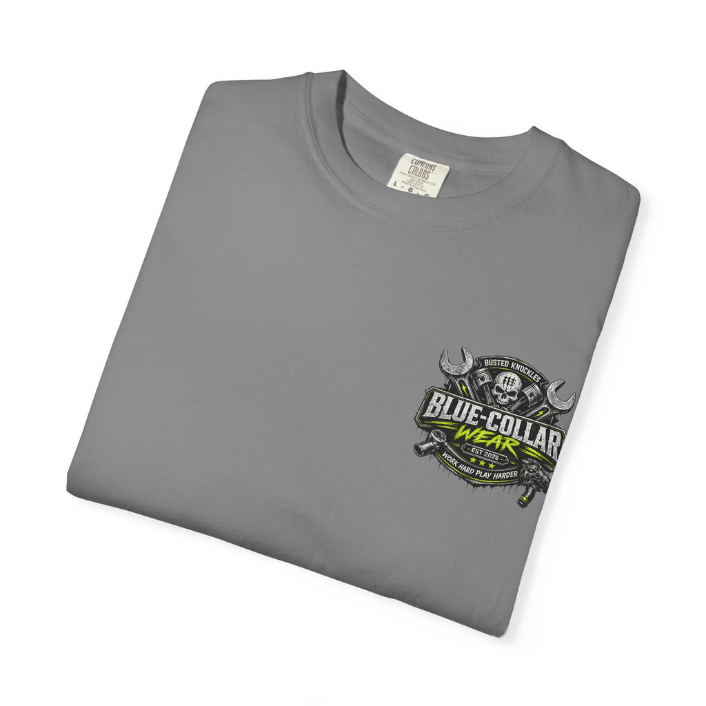 Blue-Collar Wear T-Shirt Mechanic – 'Work Hard Play Harder' Vintage Mechanics Tee