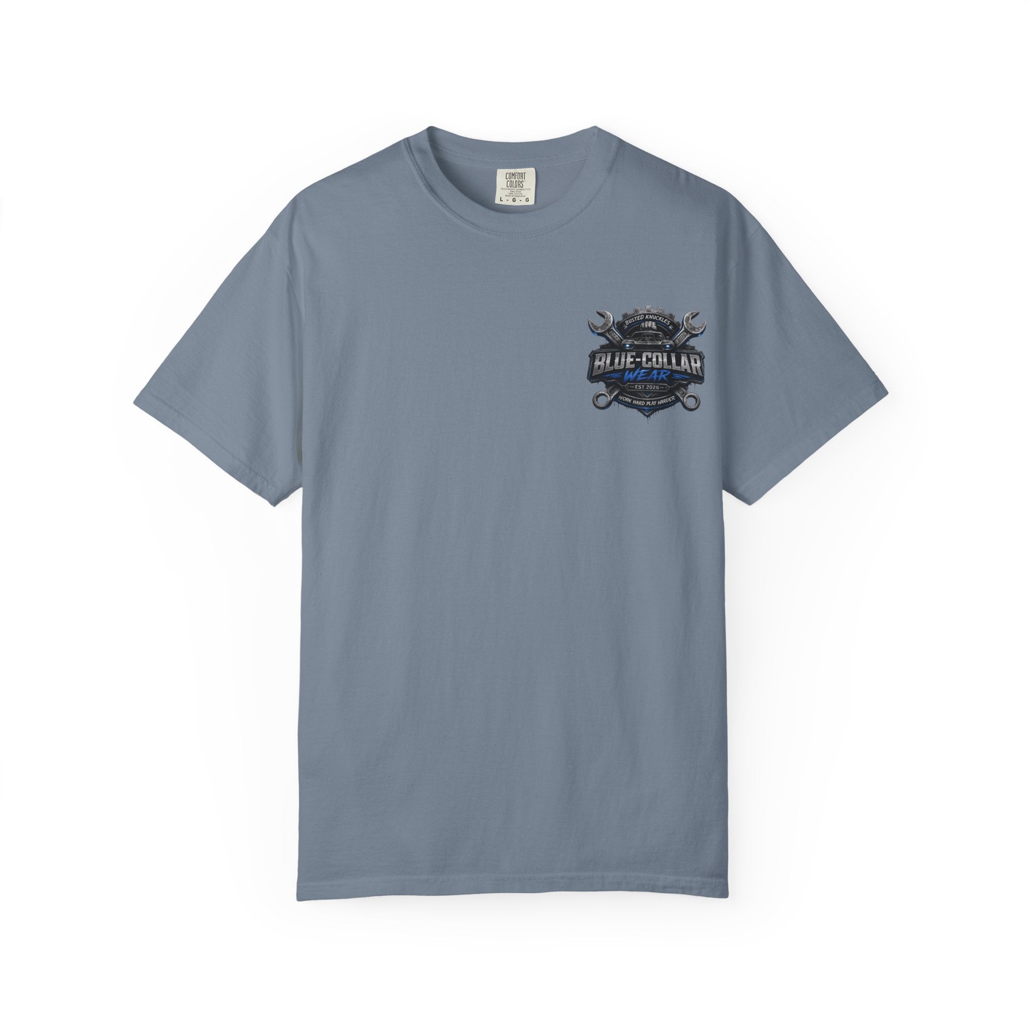 Blue-Collar Wear T-Shirt Mechanic — Busted Knuckles Mechanics Graphic Tee