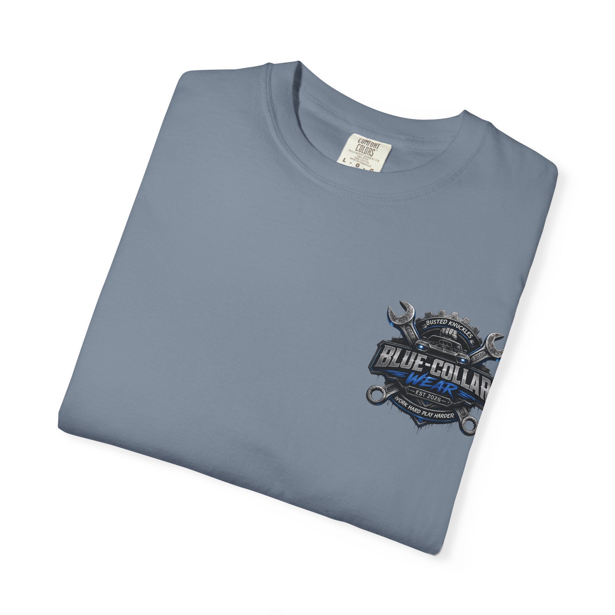 Blue-Collar Wear T-Shirt Mechanic — Busted Knuckles Mechanics Graphic Tee