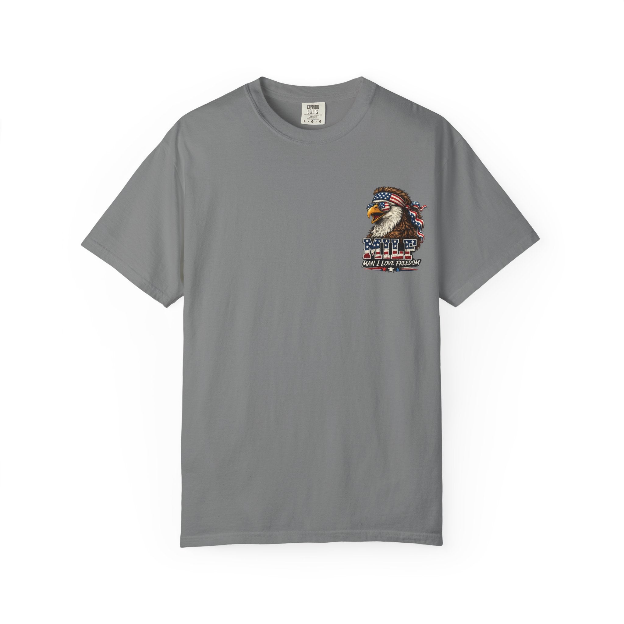 T-Shirt — 'MILE Man I Love Freedom' Patriotic Eagle Graphic