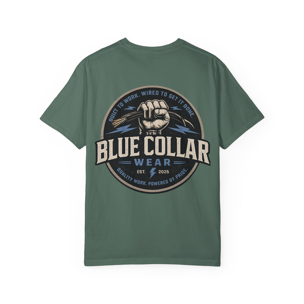 Blue Collar T-Shirt — Retro Workwear Fist Logo