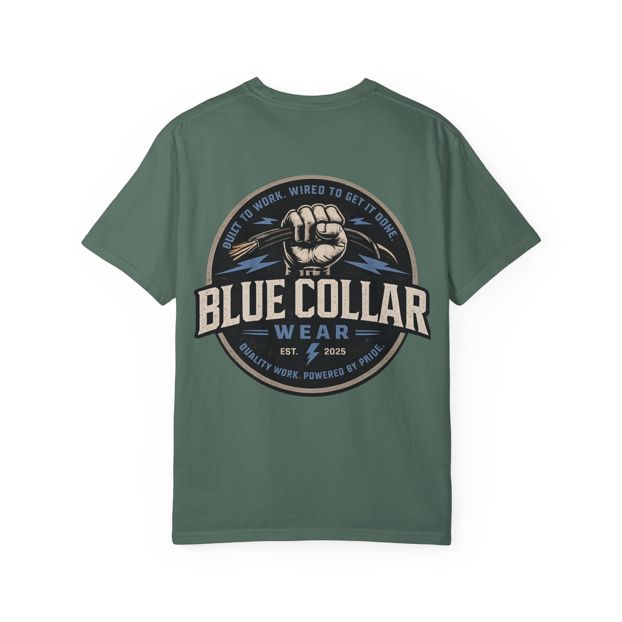 Blue Collar T-Shirt — Retro Workwear Fist Logo