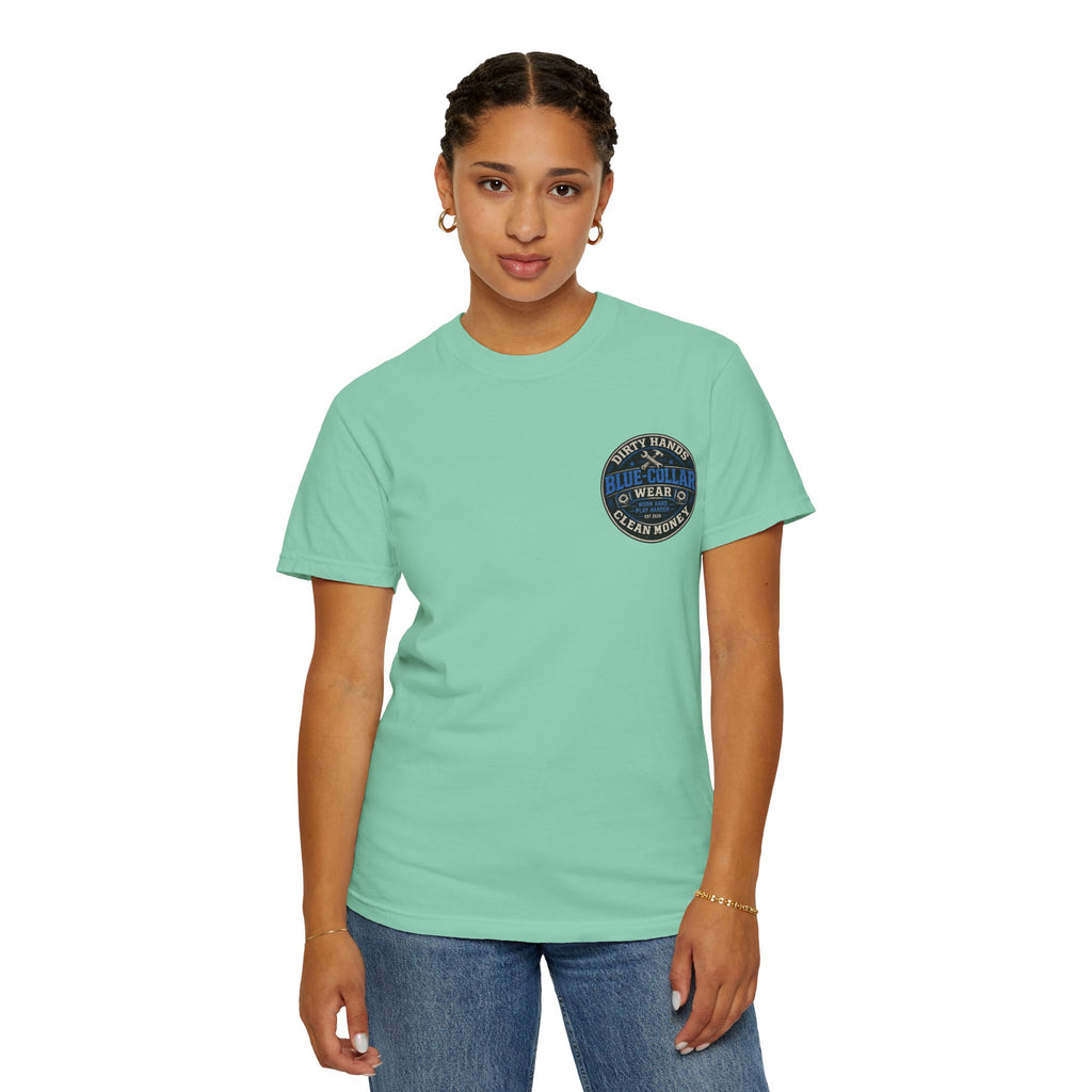 Blue-Collar T-Shirt — "Dirty Hands, Clean Money" Workwear Graphic Tee