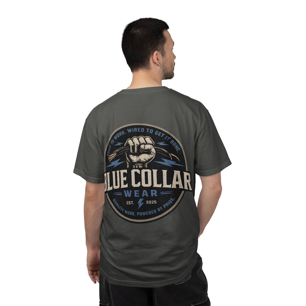 Blue Collar T-Shirt — Retro Workwear Fist Logo