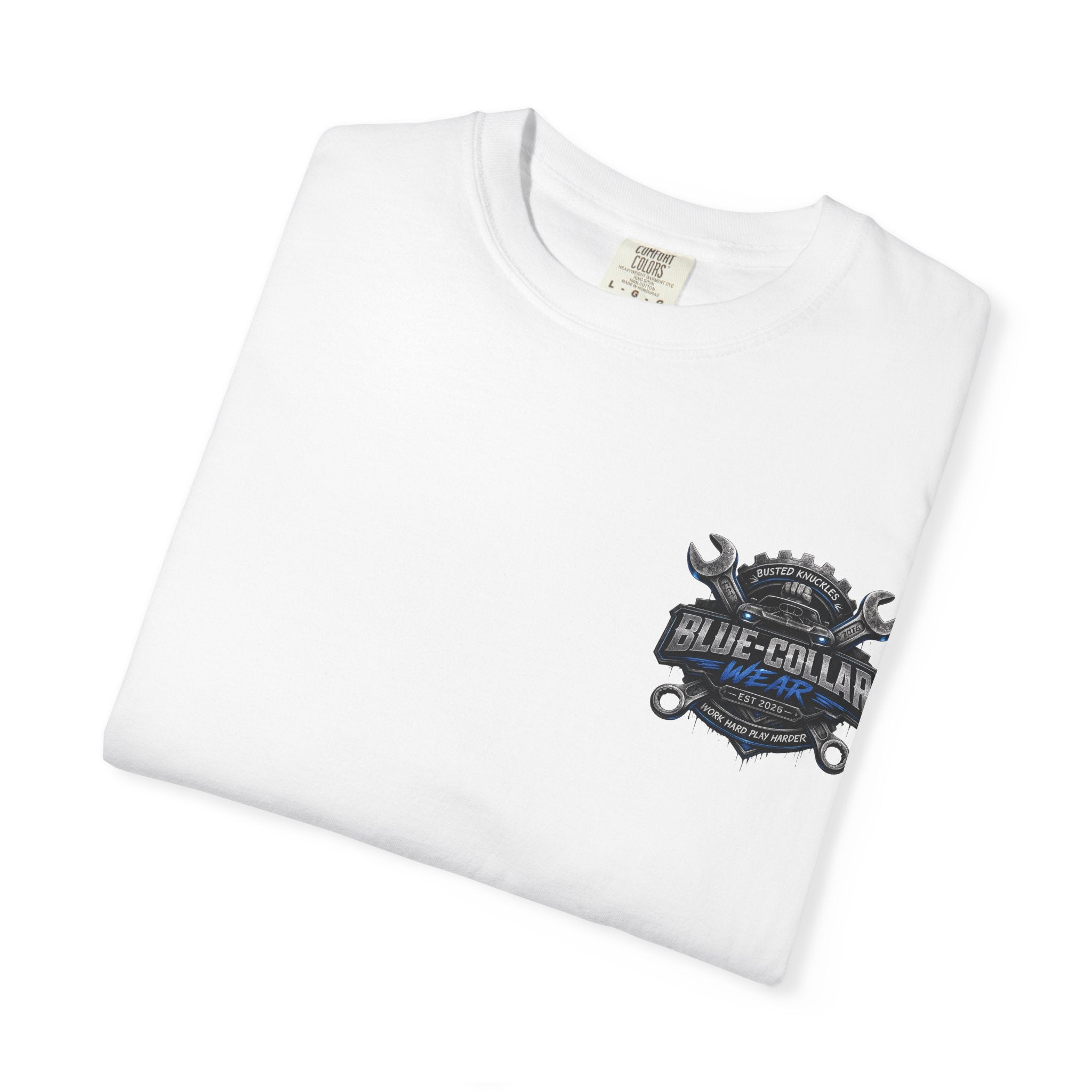 Blue-Collar Wear T-Shirt Mechanic — Busted Knuckles Mechanics Graphic Tee