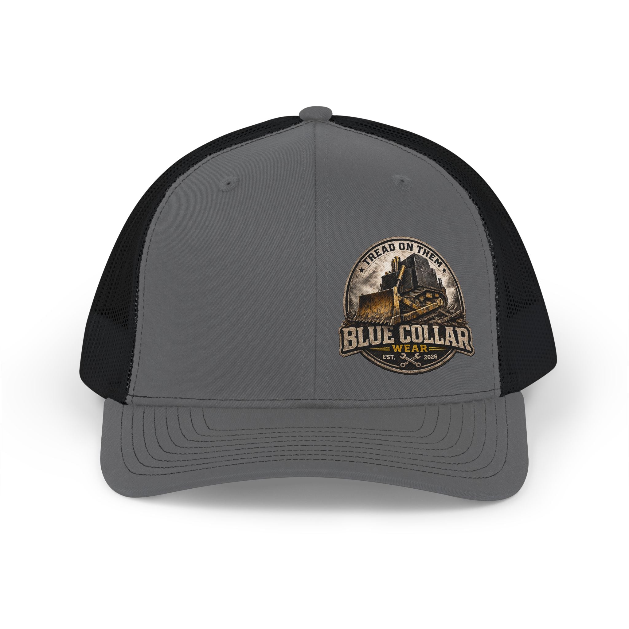 Blue Collar Gear Snapback Cap — "Blue Collar" Vintage Workwear Trucker Hat