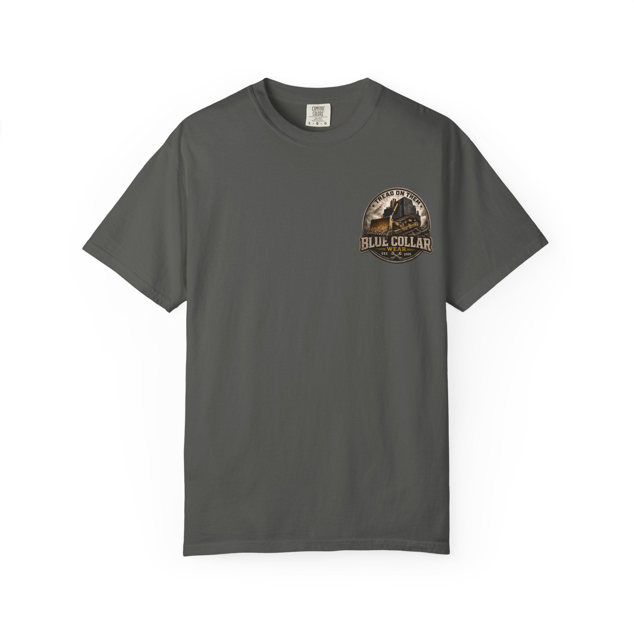 Blue Collar T-Shirt — "Tread On Them" Bulldozer Workwear Tee