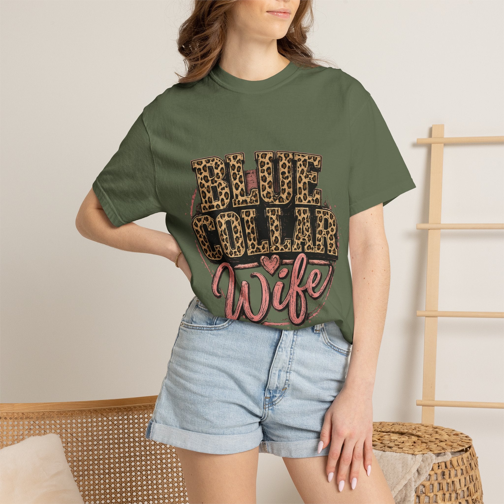 Blue Collar Wife T-Shirt — Leopard Print "Blue Collar Wife" Graphic Tee