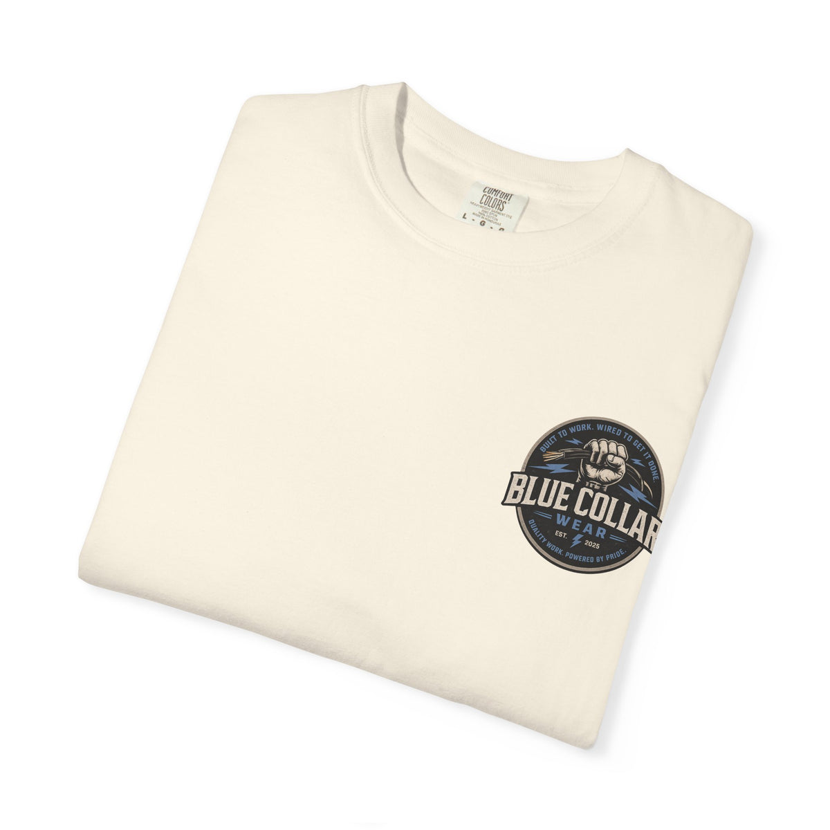 Blue Collar T-Shirt — Retro Workwear Fist Logo