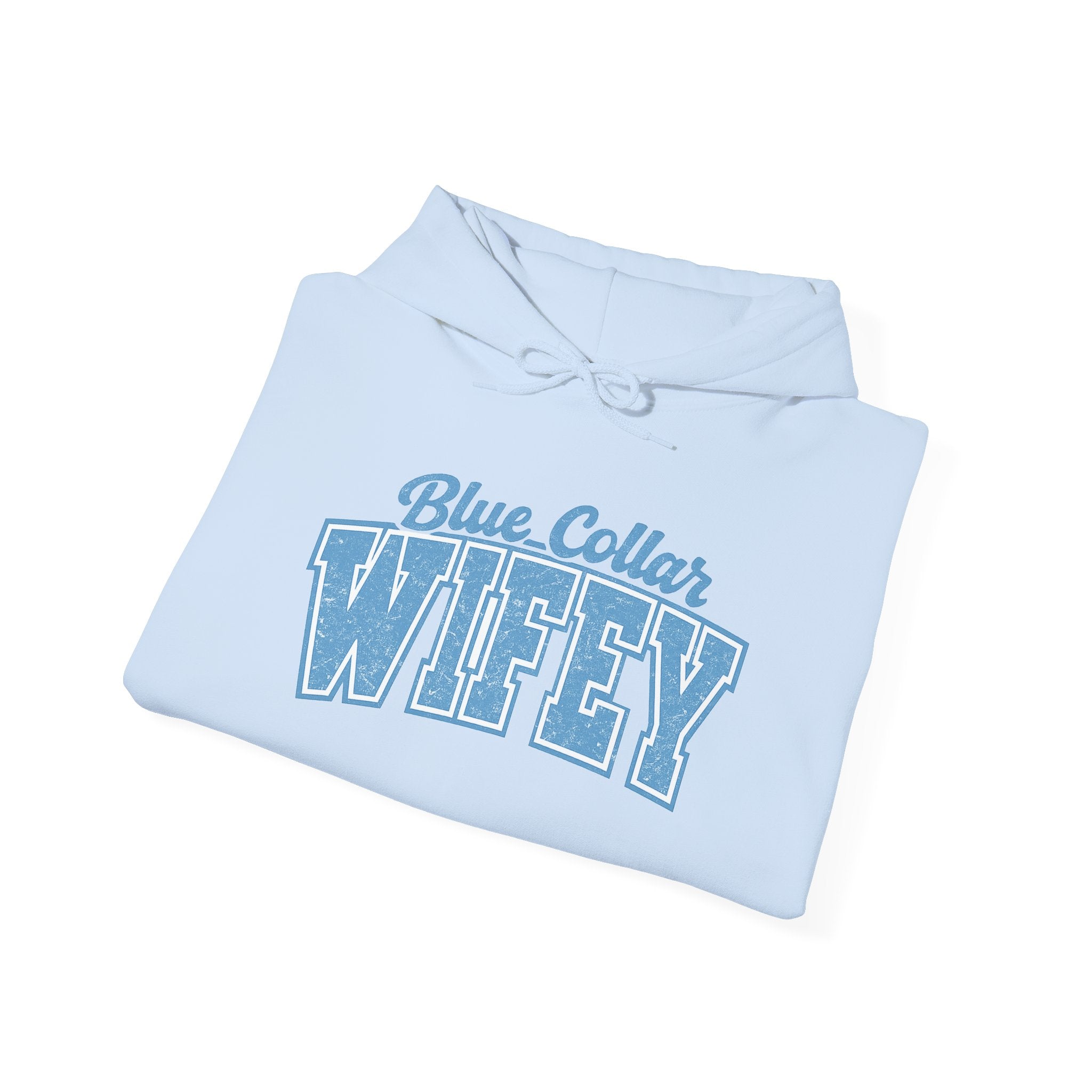 Blue Collar Wifey Hoodie – Retro Varsity Wife Sweatshirt