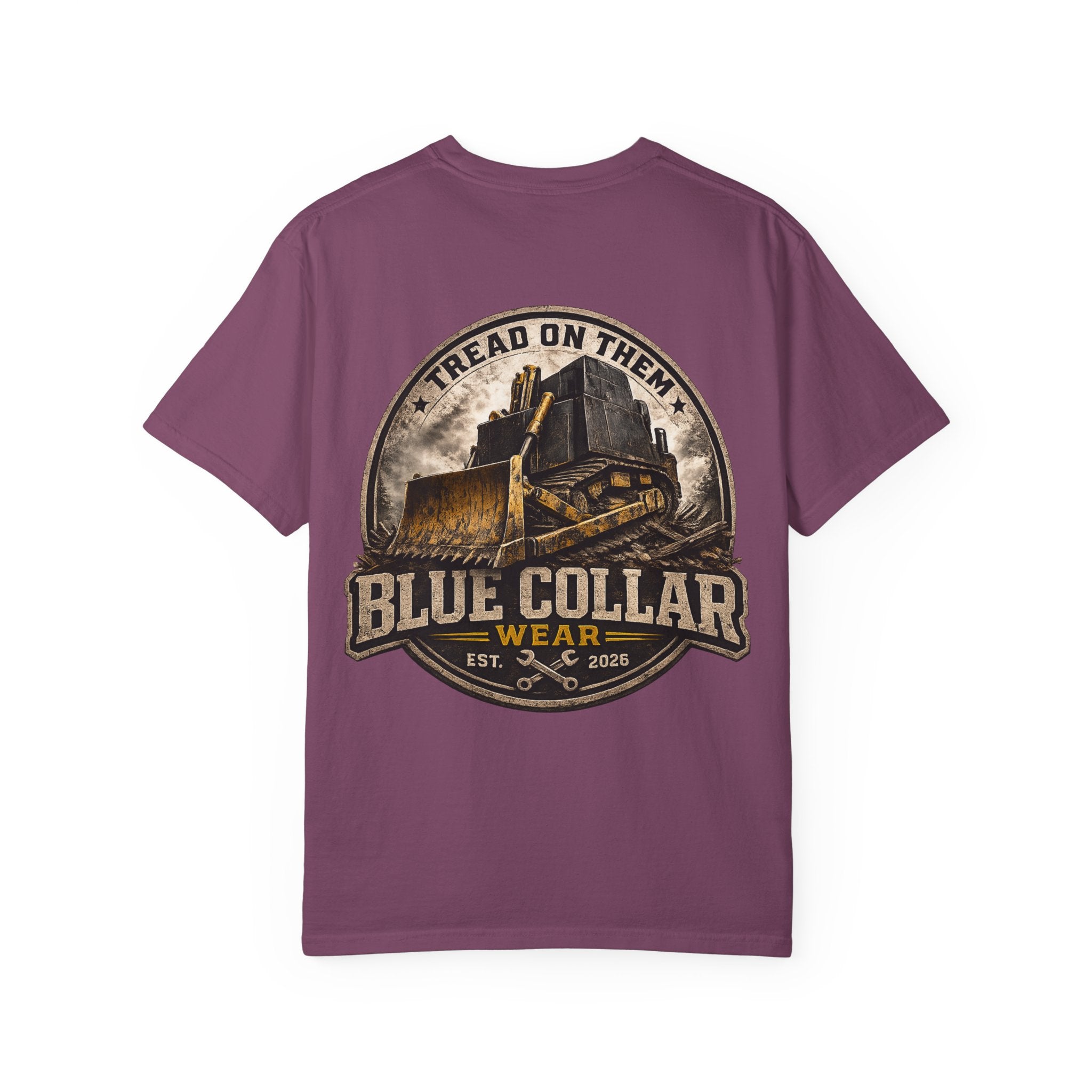 Blue Collar T-Shirt — "Tread On Them" Bulldozer Workwear Tee