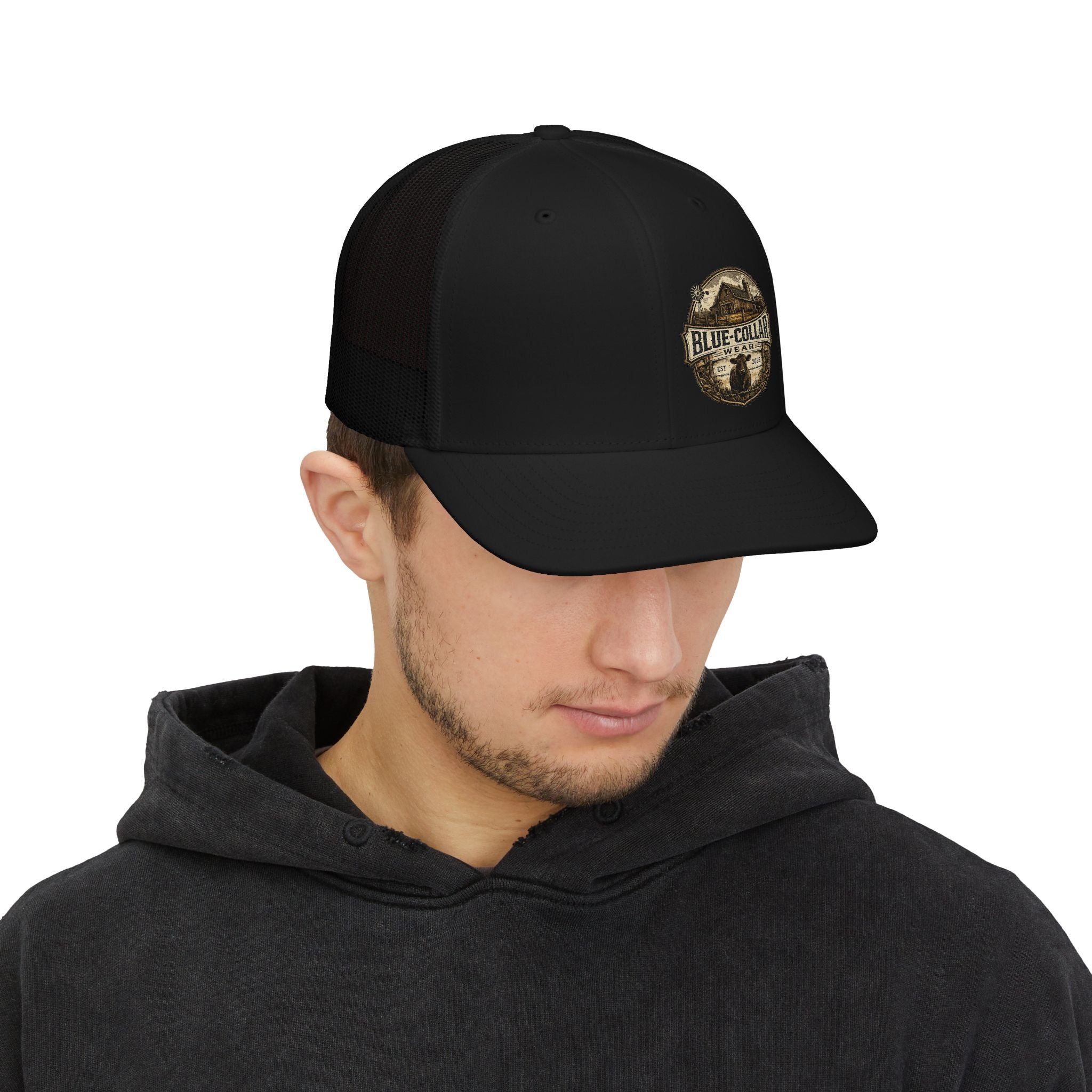Blue-Collar Farmer Vintage Patch Snapback Trucker Cap