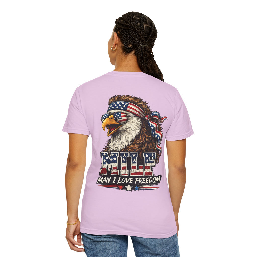 T-Shirt — 'MILE Man I Love Freedom' Patriotic Eagle Graphic
