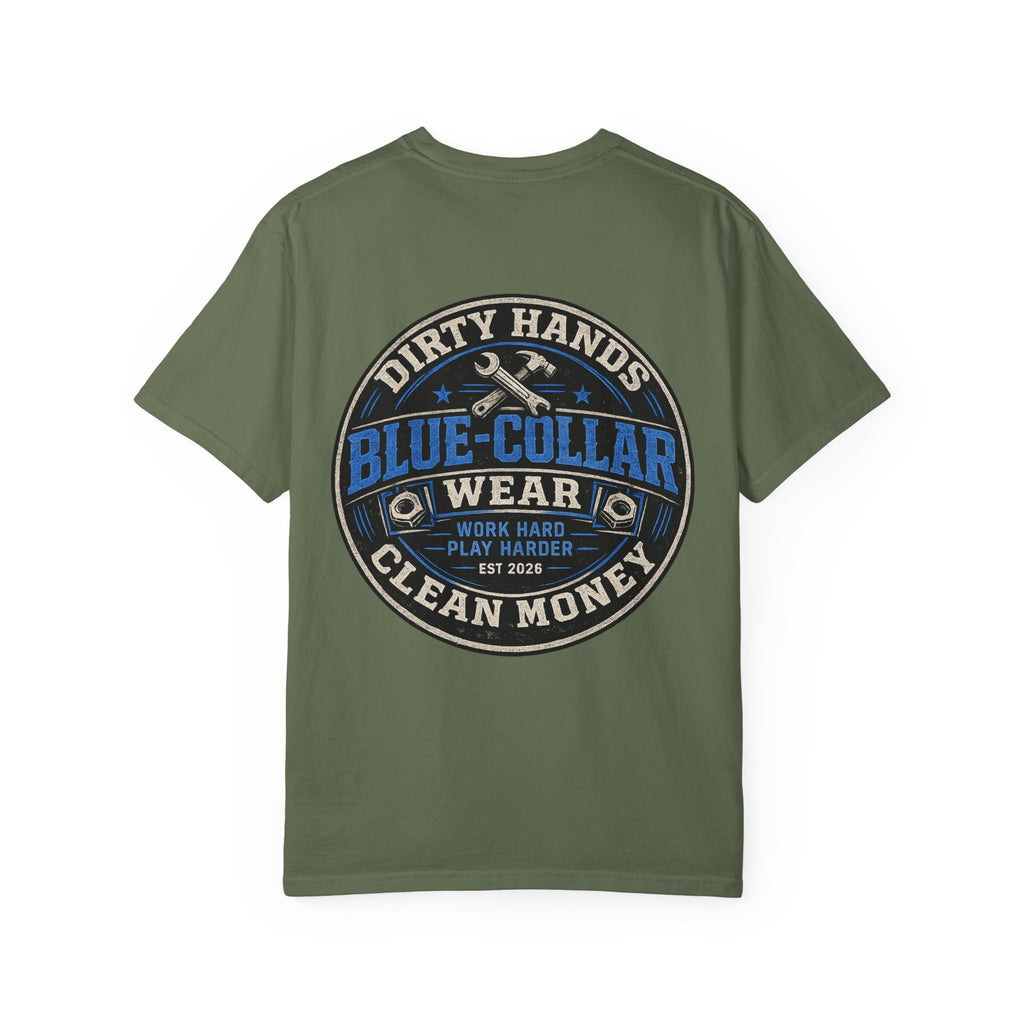 Blue-Collar T-Shirt — "Dirty Hands, Clean Money" Workwear Graphic Tee