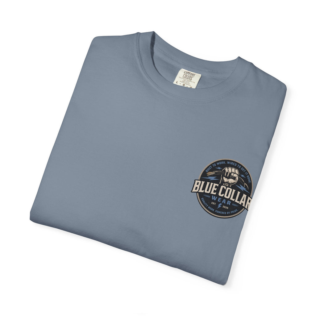 Blue Collar T-Shirt — Retro Workwear Fist Logo