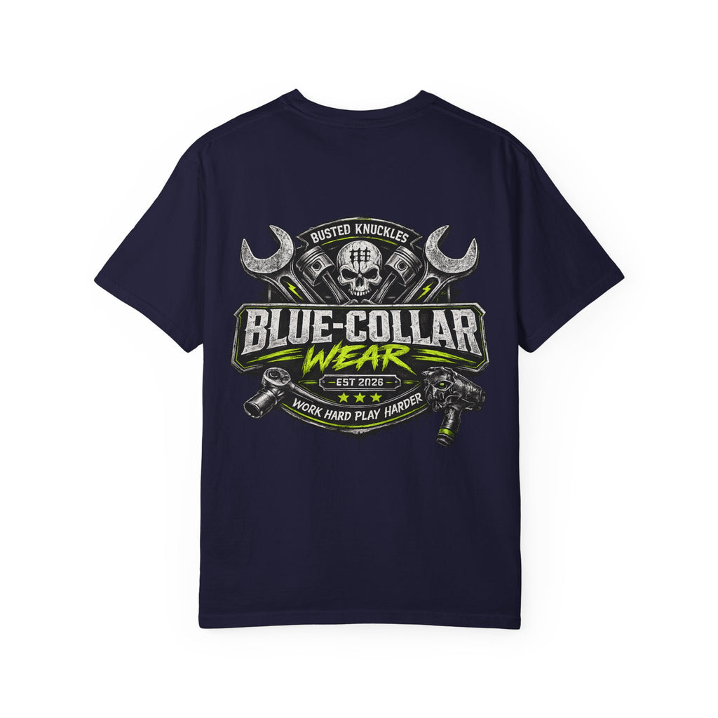 Blue-Collar Wear T-Shirt Mechanic – 'Work Hard Play Harder' Vintage Mechanics Tee