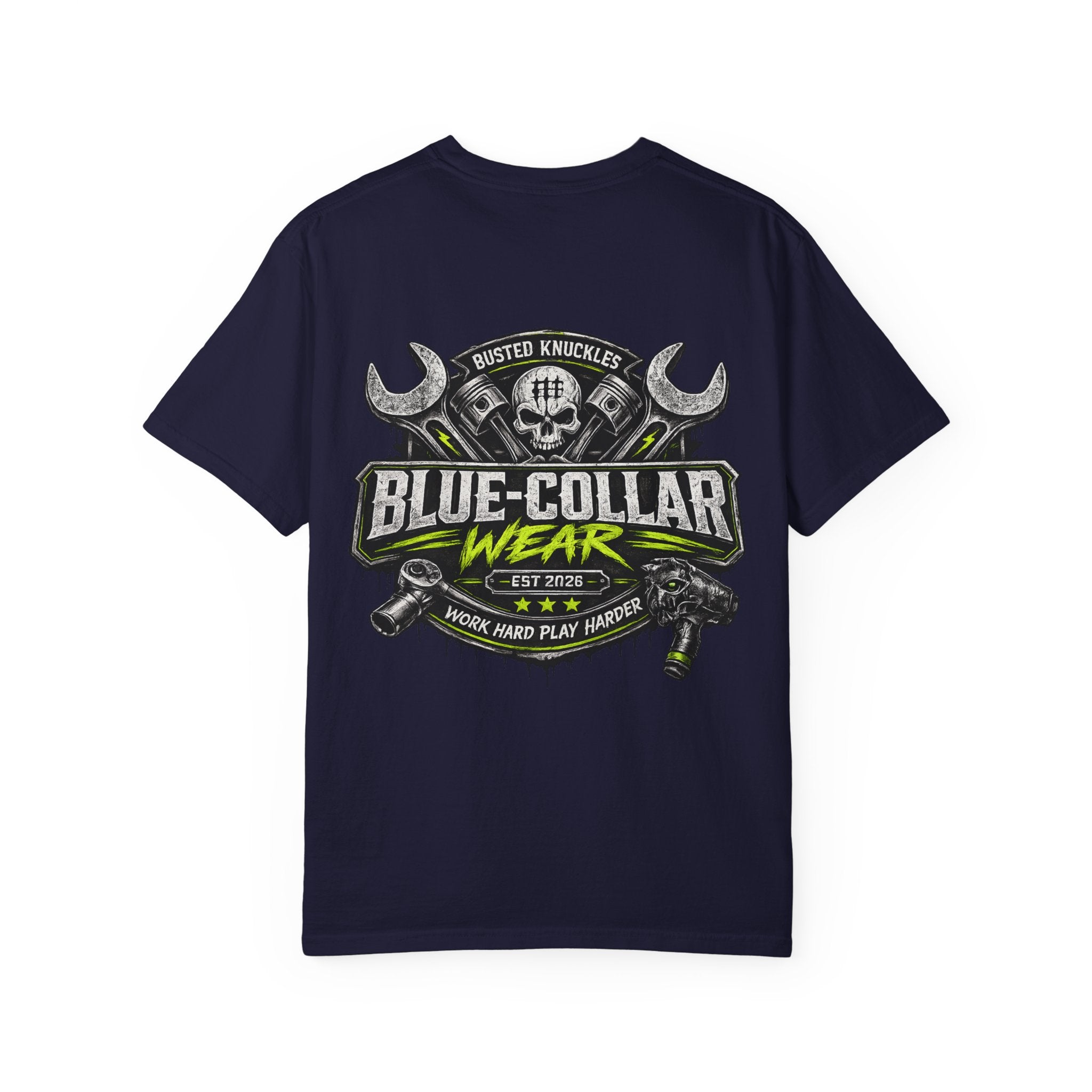 Blue-Collar Wear T-Shirt Mechanic – 'Work Hard Play Harder' Vintage Mechanics Tee