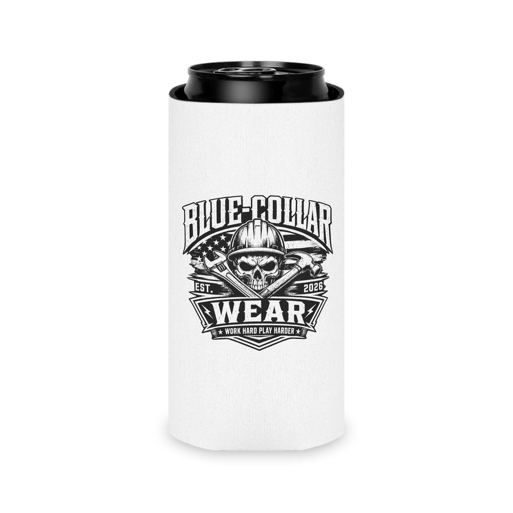 Blue Collar Wear KOOZIE – Skull Hard Hat Beverage Koozie (Work Hard Play Hard)