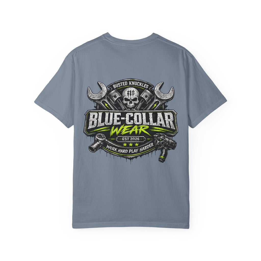 Blue-Collar Wear T-Shirt Mechanic – 'Work Hard Play Harder' Vintage Mechanics Tee