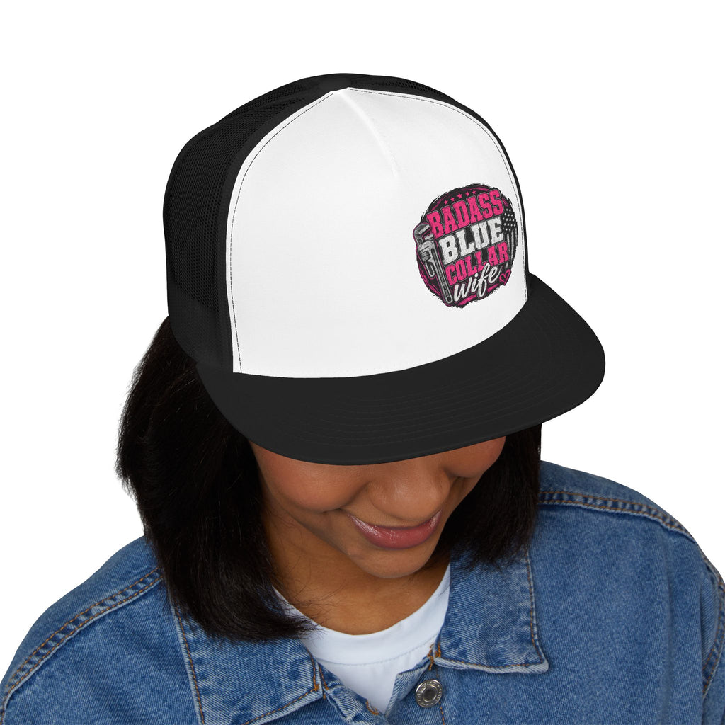 Badass Blue Collar Wife Trucker Cap