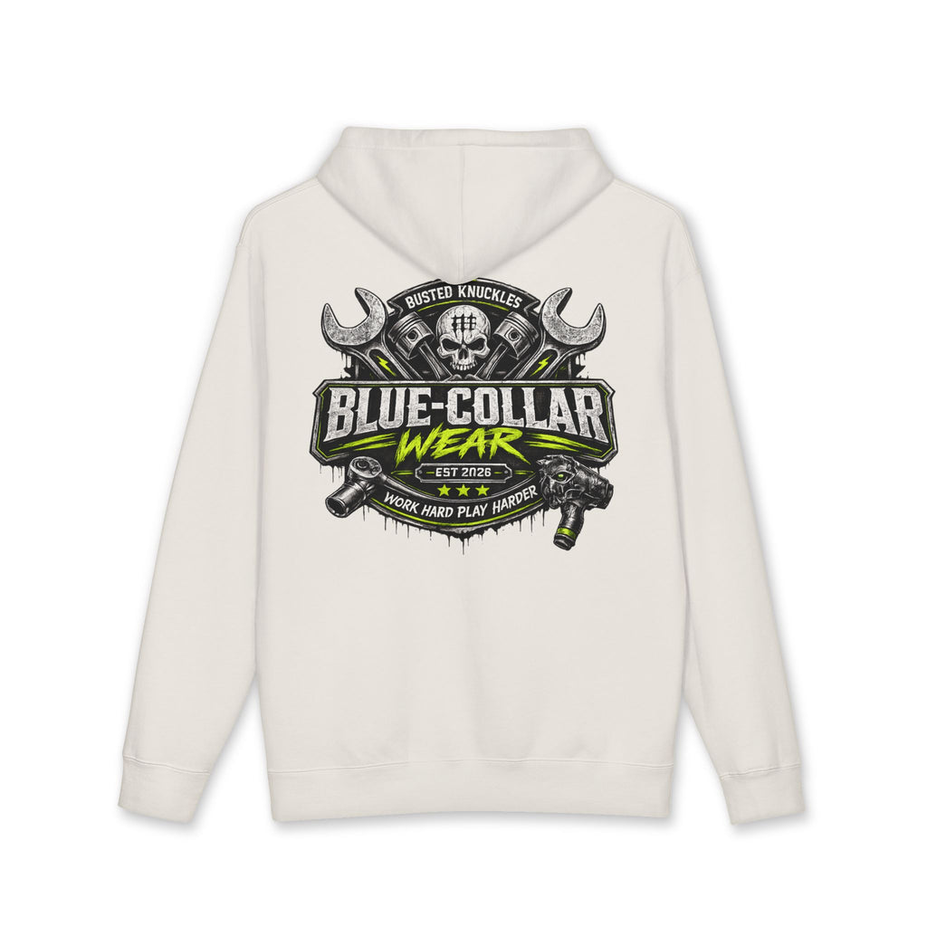 Blue-Collar Wear Hoodie Mechanic — "Blue-Collar Wear" Skull & Wrench Workwear Pullover