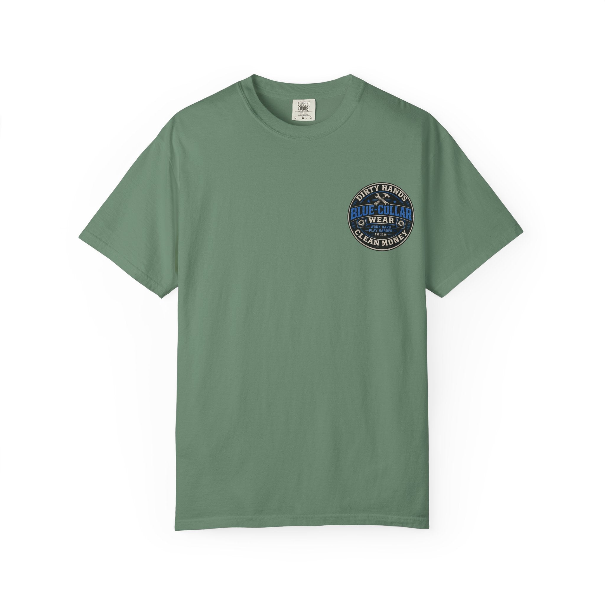 Blue-Collar T-Shirt — "Dirty Hands, Clean Money" Workwear Graphic Tee