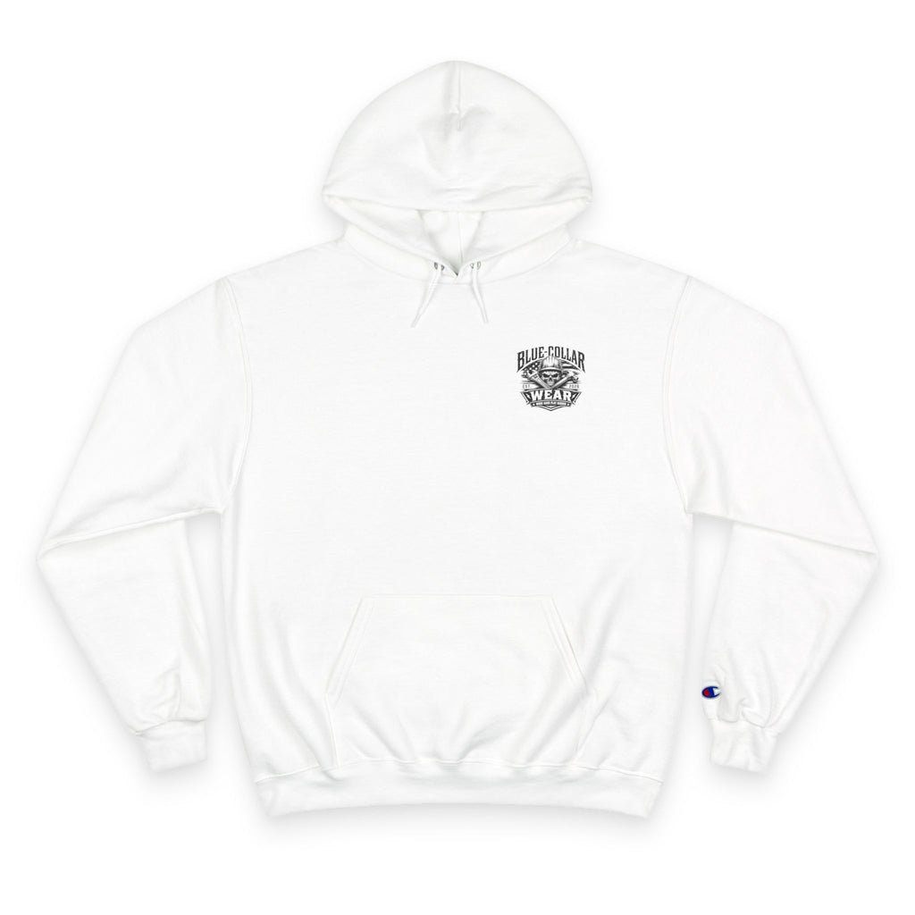 Champion Hoodie — Oil Rig Graphic Hoodie with 'Fuck Fight Trip Pipe' Text