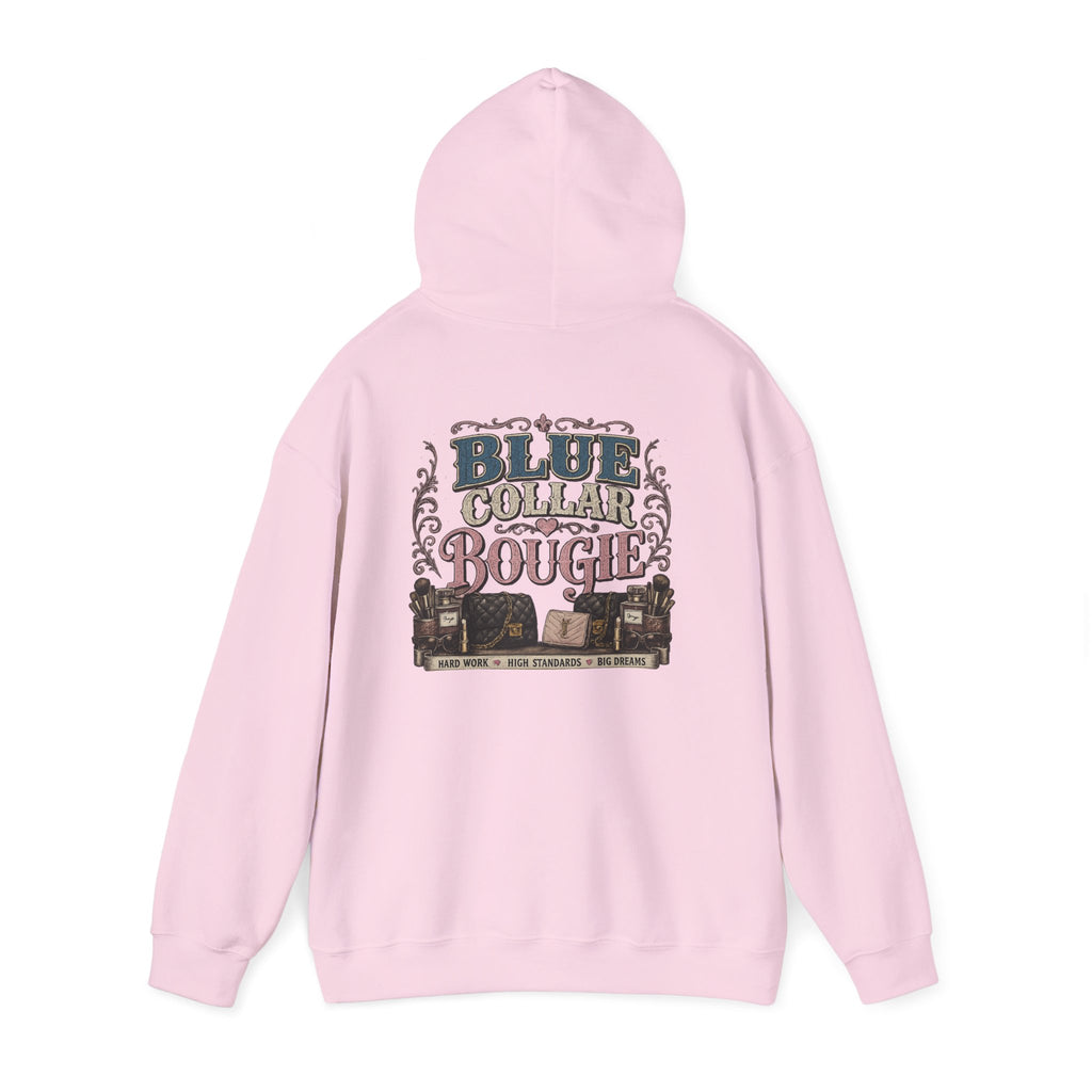 Blue Collar Bougie Hoodie — Rustic Workwear Graphic Pullover
