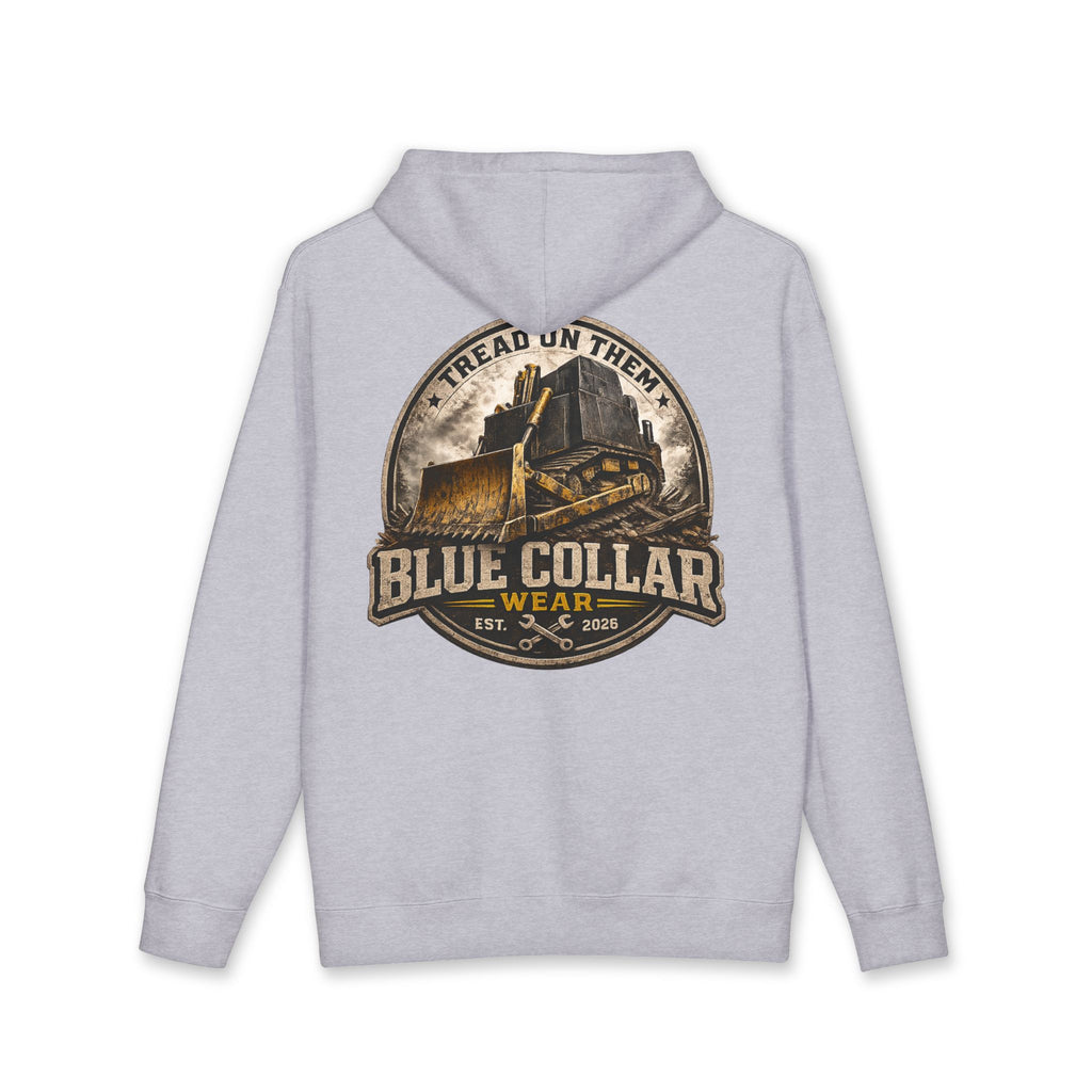 Blue Collar Hoodie — Vintage Workwear 'Tread On Them' Heavyweight Hooded Sweatshirt