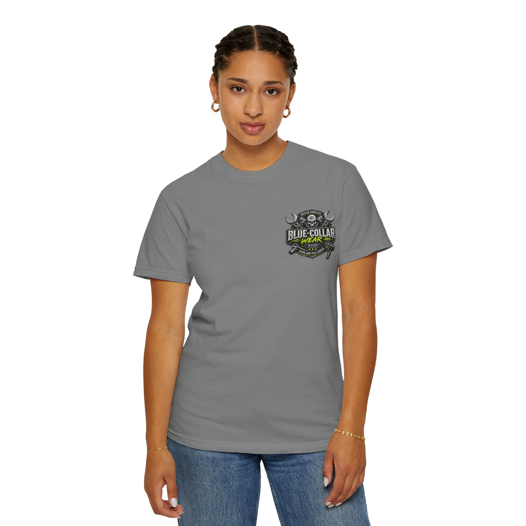 Blue-Collar Wear T-Shirt Mechanic — "Busted Knuckles" Workwear Graphic