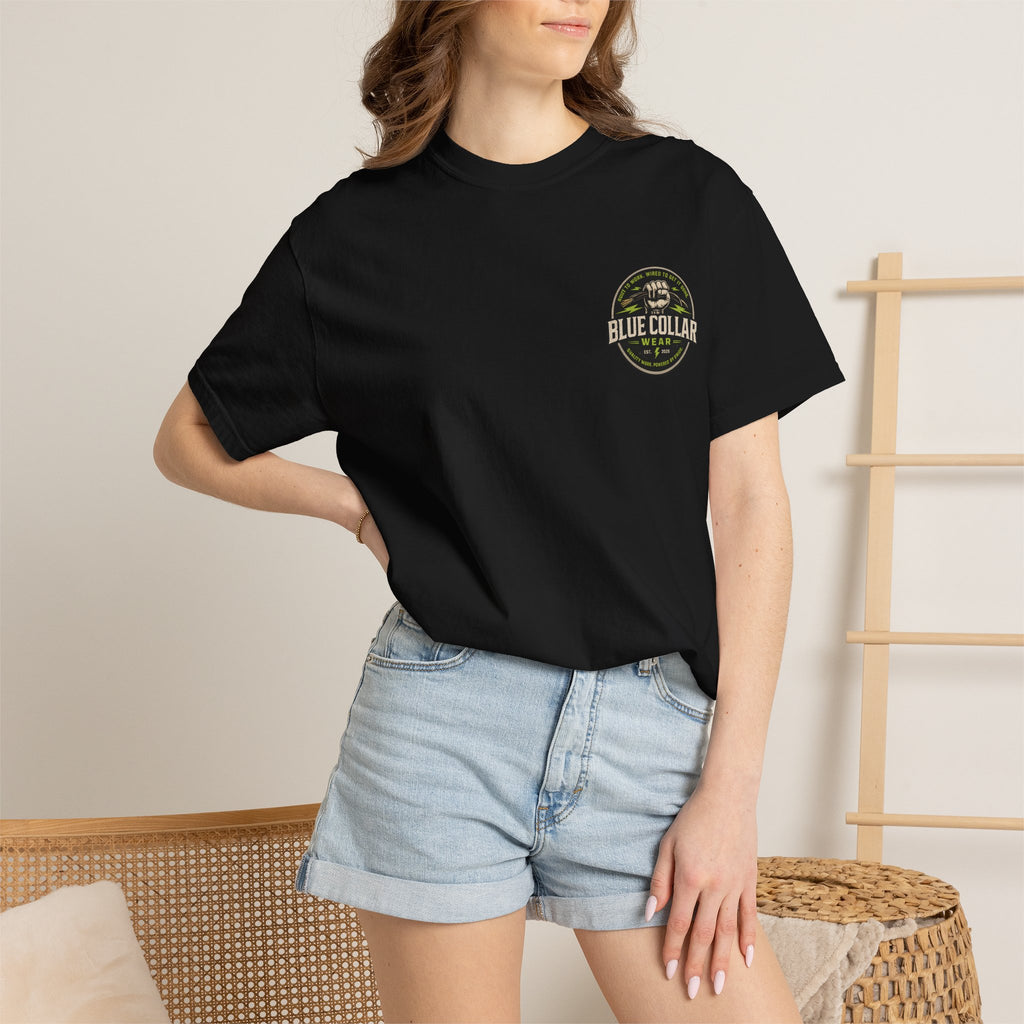 Blue Collar Wear T‑Shirt — Workwear Graphic Tee (“Blue Collar” Fist Logo)