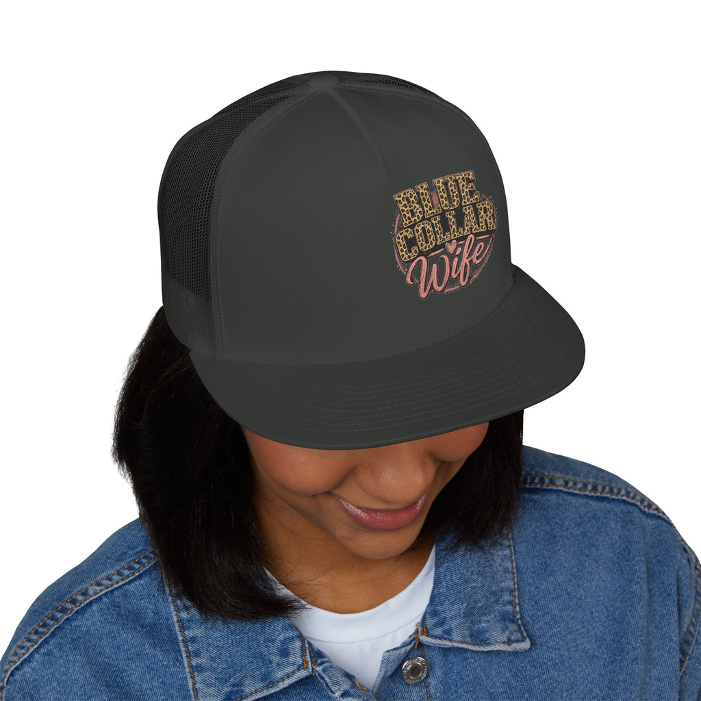 Blue Collar Wife Trucker Cap – Leopard Print Workwife Snapback