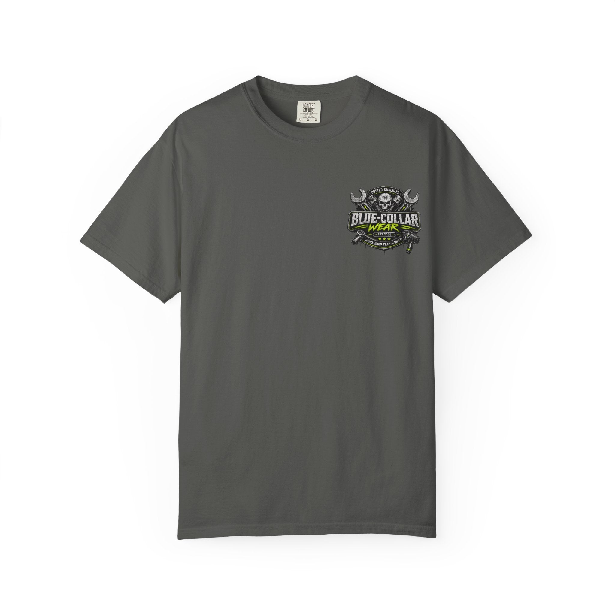 Blue-Collar Wear T-Shirt Mechanic — "Busted Knuckles" Workwear Graphic