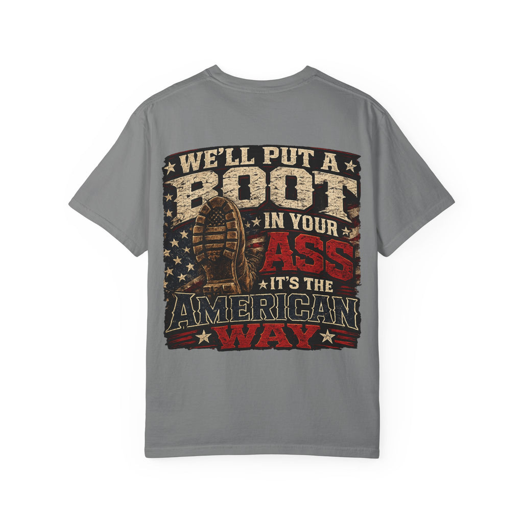 American Boot In Your Ass T-Shirt — 'Blue Collar' Patriotic Workwear Tee