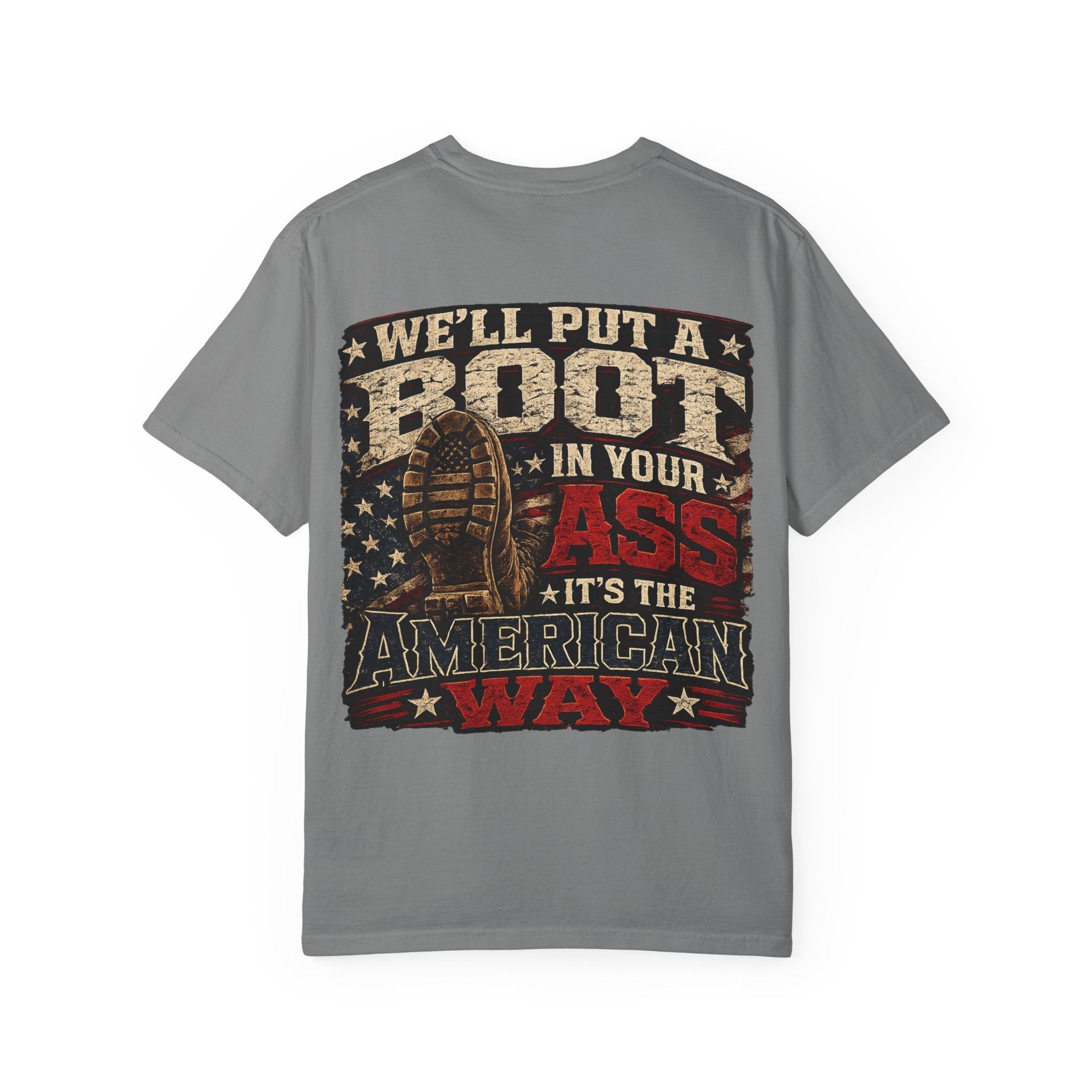 American Boot In Your Ass T-Shirt — 'Blue Collar' Patriotic Workwear Tee