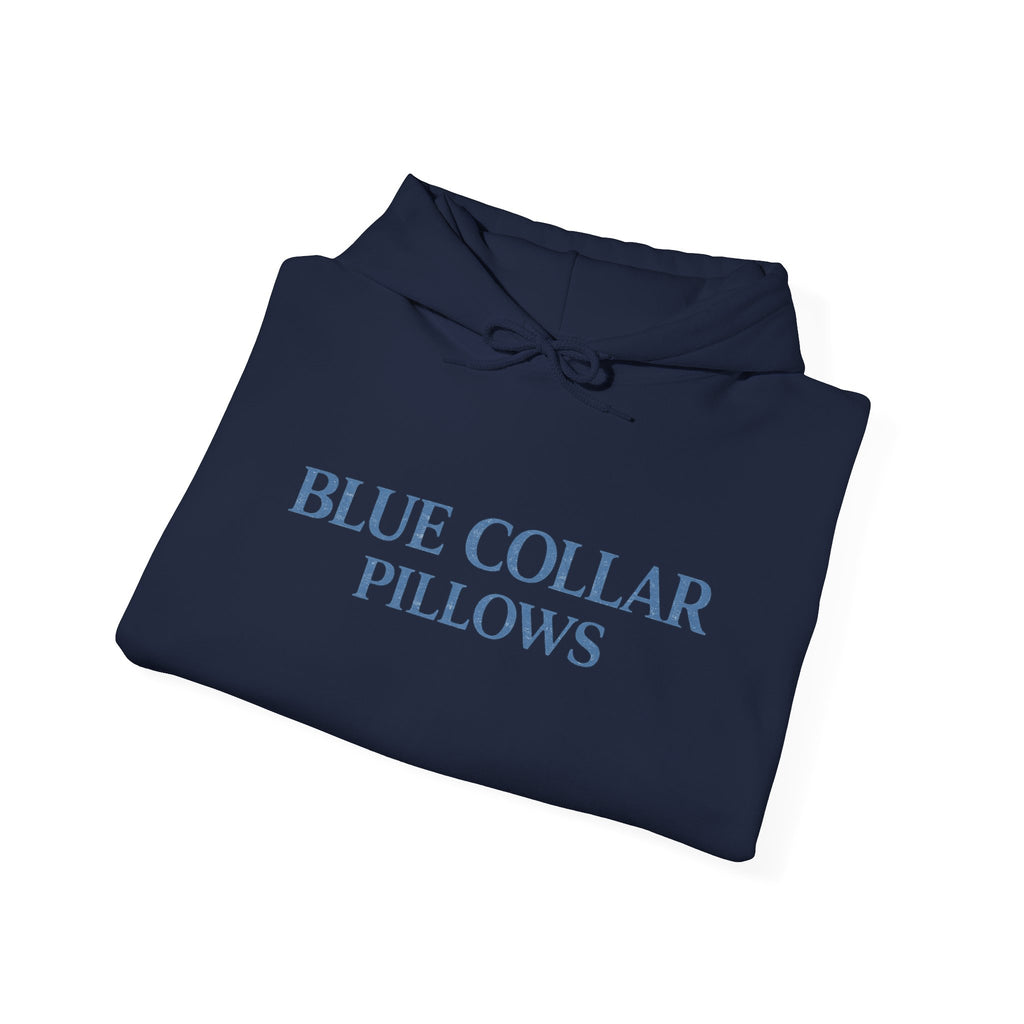 Blue Collar Pillows Hoodie — Minimalist Workwear-Inspired Pullover