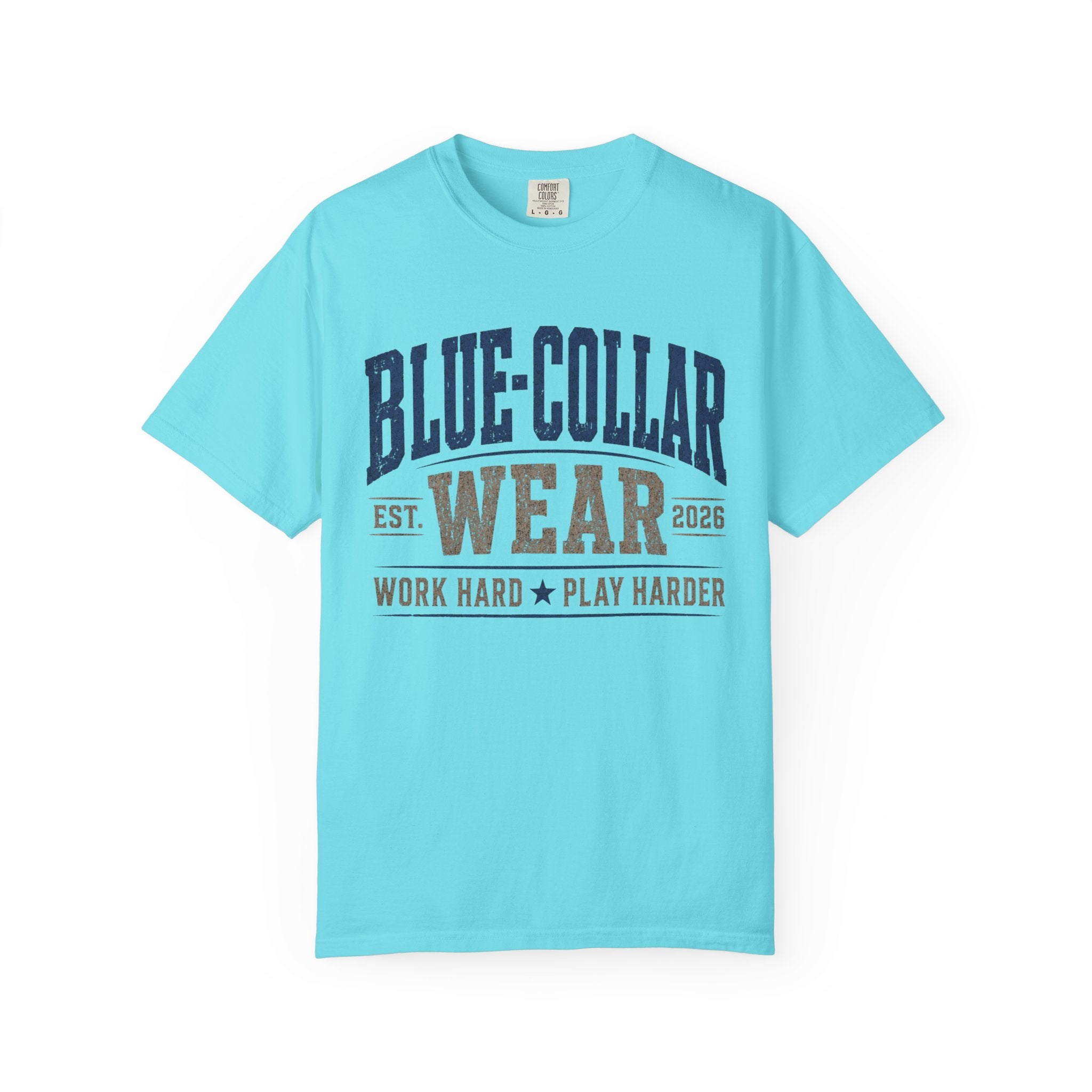 Blue-Collar Wear T-Shirt — "Work Hard • Play Harder" Retro Workwear Tee