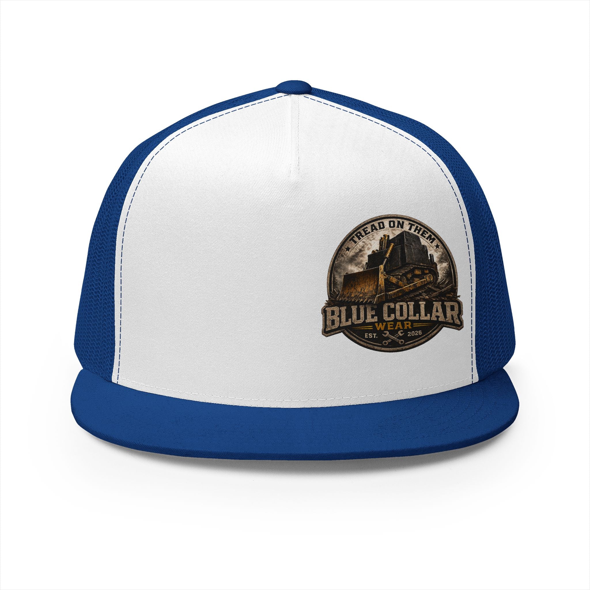 Blue Collar Workwear Trucker Cap — Lead On Team Vintage Construction Logo