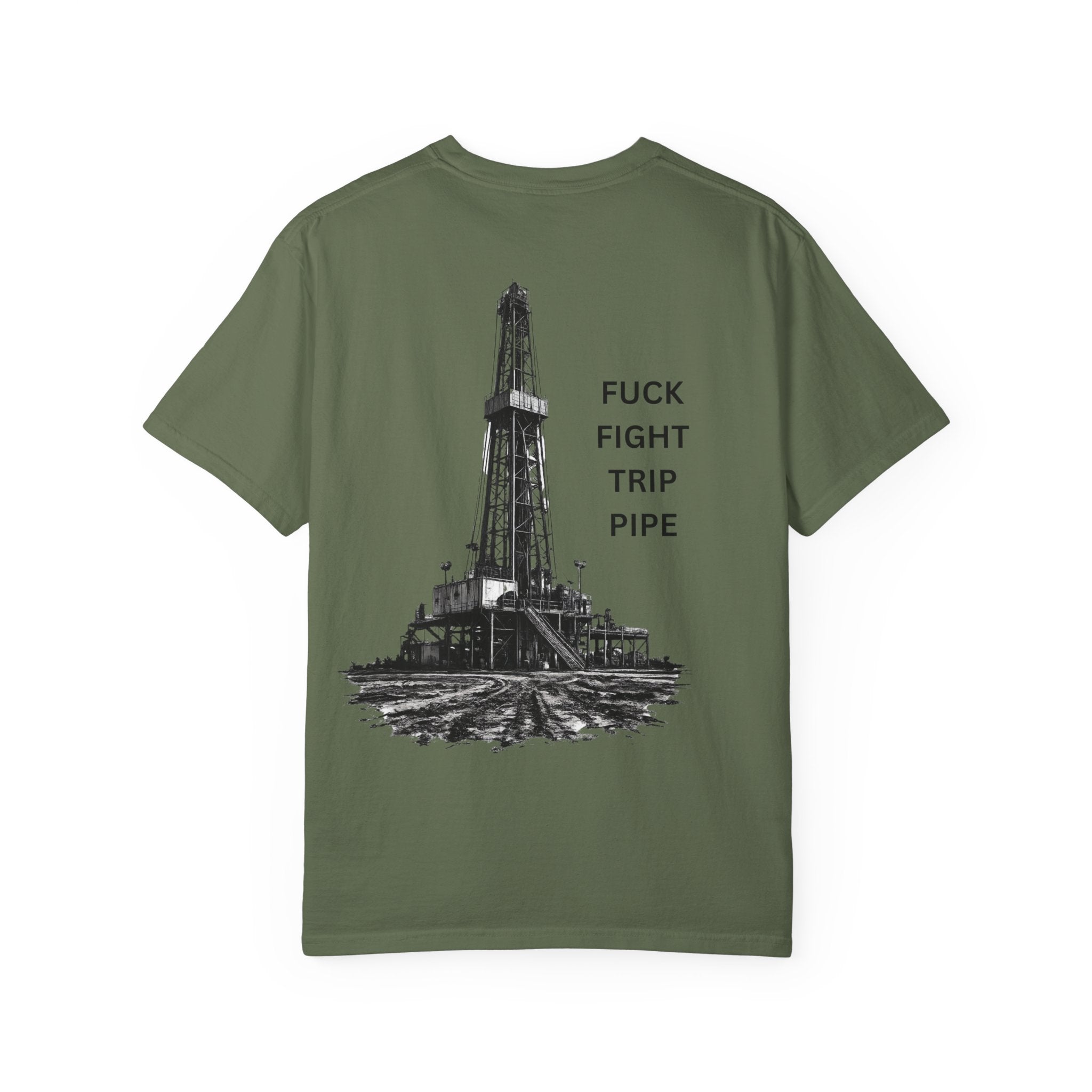 Oil Rig Illustration T-shirt | Fuck Fight Trip Pipe