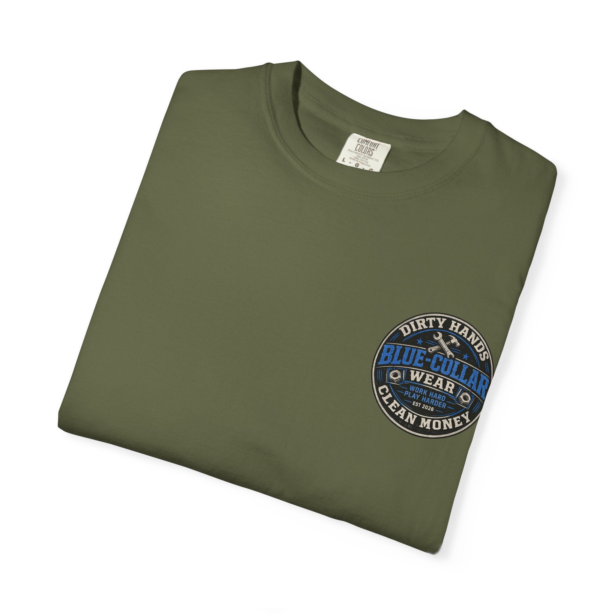 Blue-Collar T-Shirt — "Dirty Hands, Clean Money" Workwear Graphic Tee
