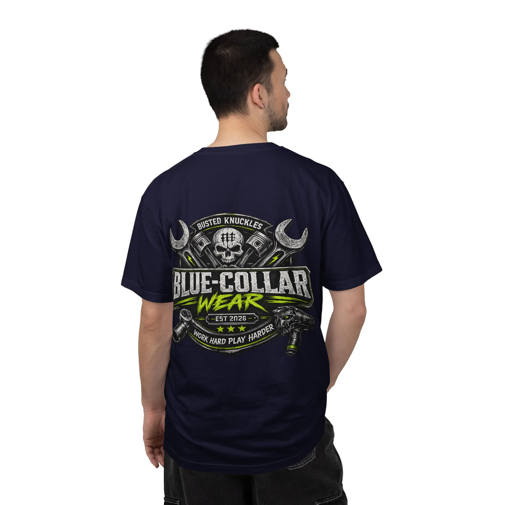 Blue-Collar Wear T-Shirt Mechanic – 'Work Hard Play Harder' Vintage Mechanics Tee