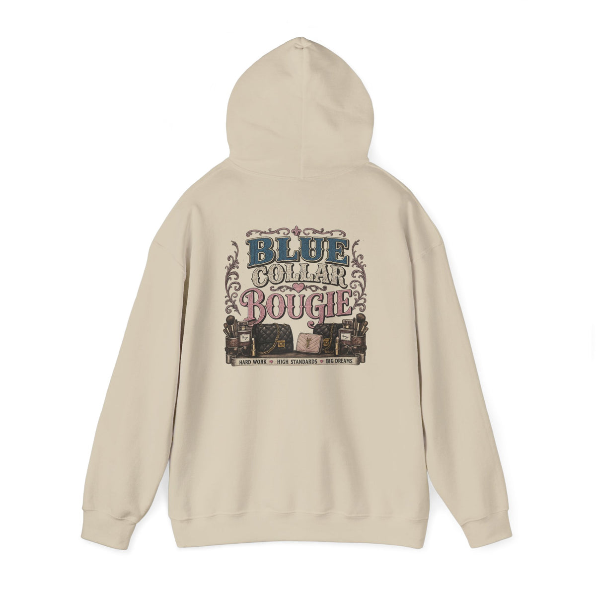 Blue Collar Bougie Hoodie — Rustic Workwear Graphic Pullover